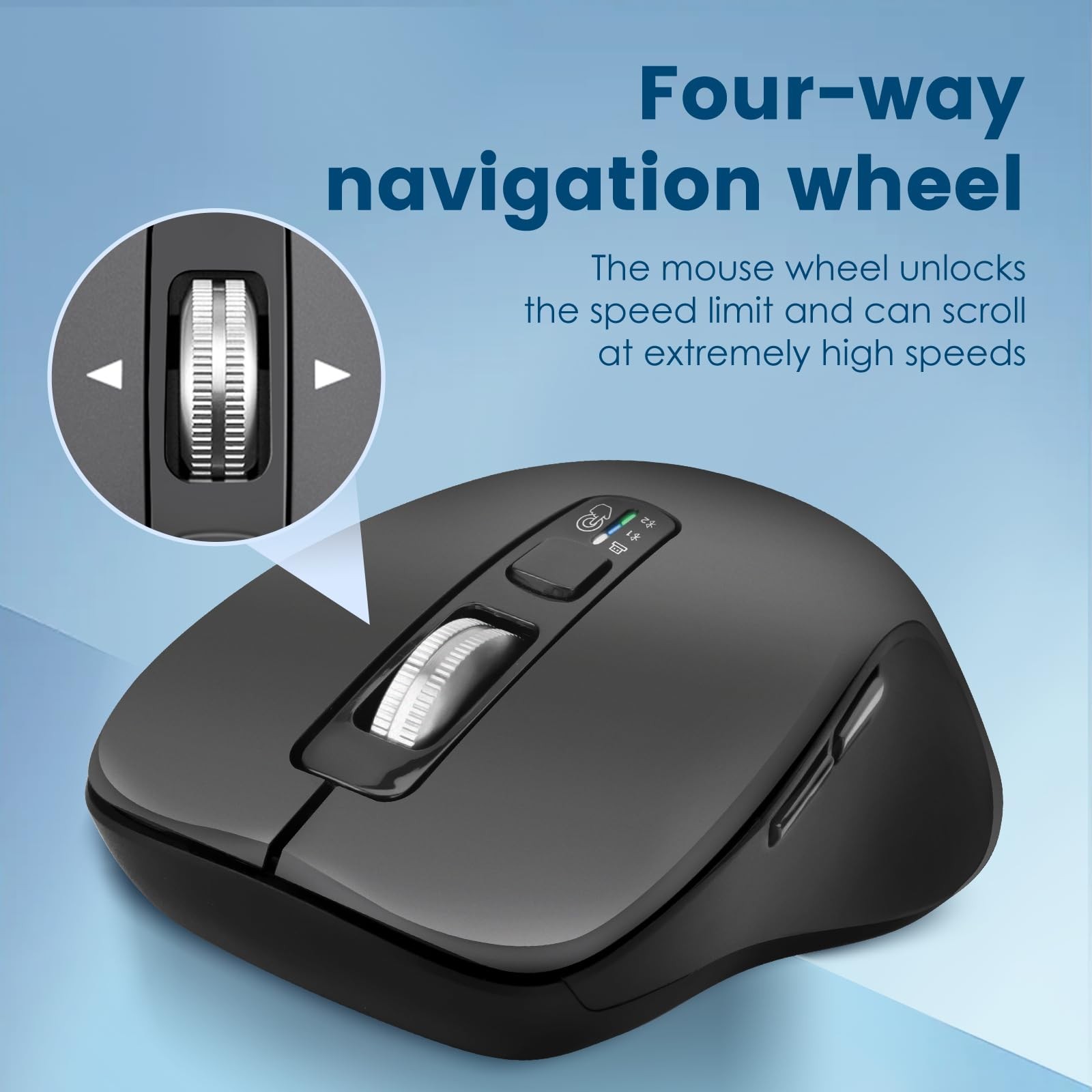 Wireless Bluetooth (USB + BT1 + BT2), Full Size , 4-Way Scrolling, Multi-Devi...