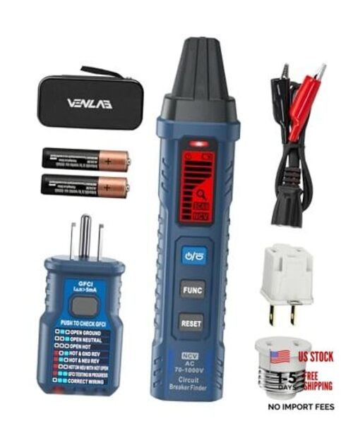 Circuit Breaker Finder with LCD Display, GFCI Outlet Tester, 90-130V
