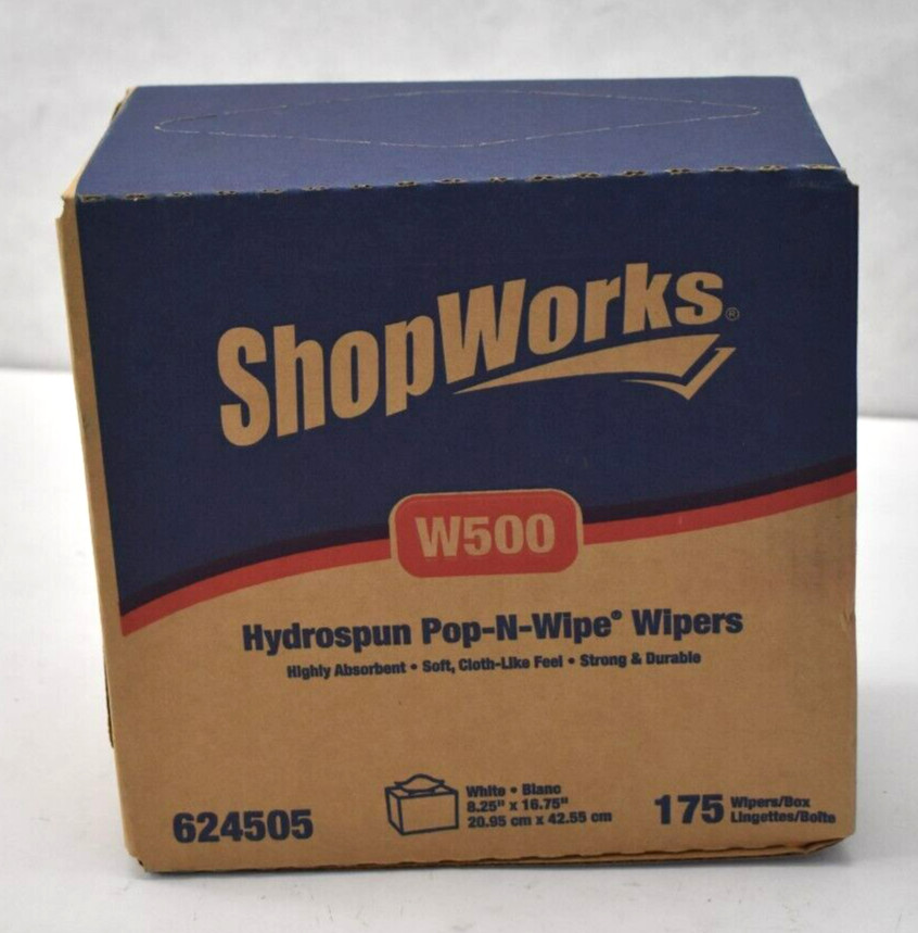 Shopworks W500 Hydrospun Pop N Wipe Wipers 175 Pack 624505 White Towels