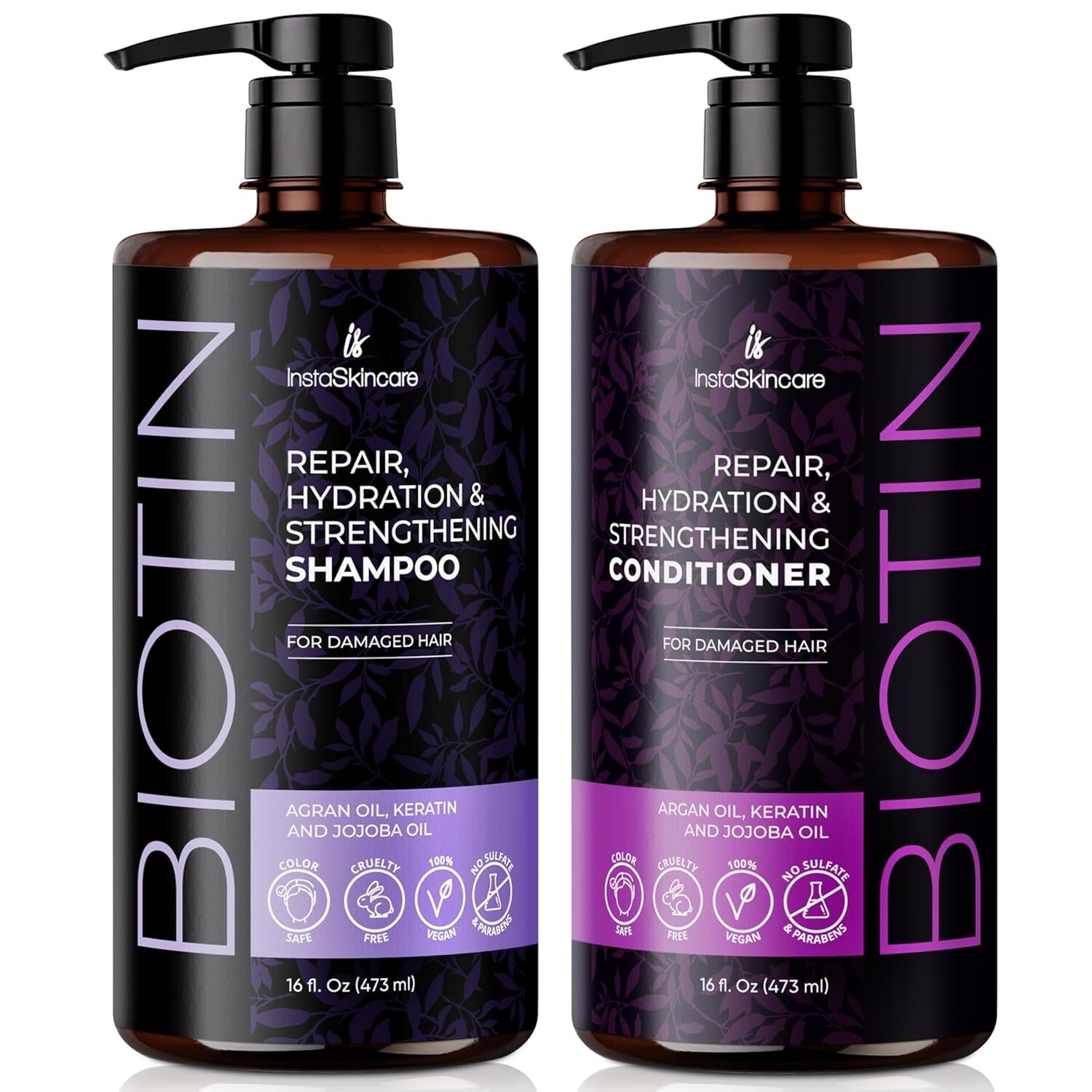 Biotin Shampoo & Conditioner Set 16oz Hair Growth Thickening Volumizing Care