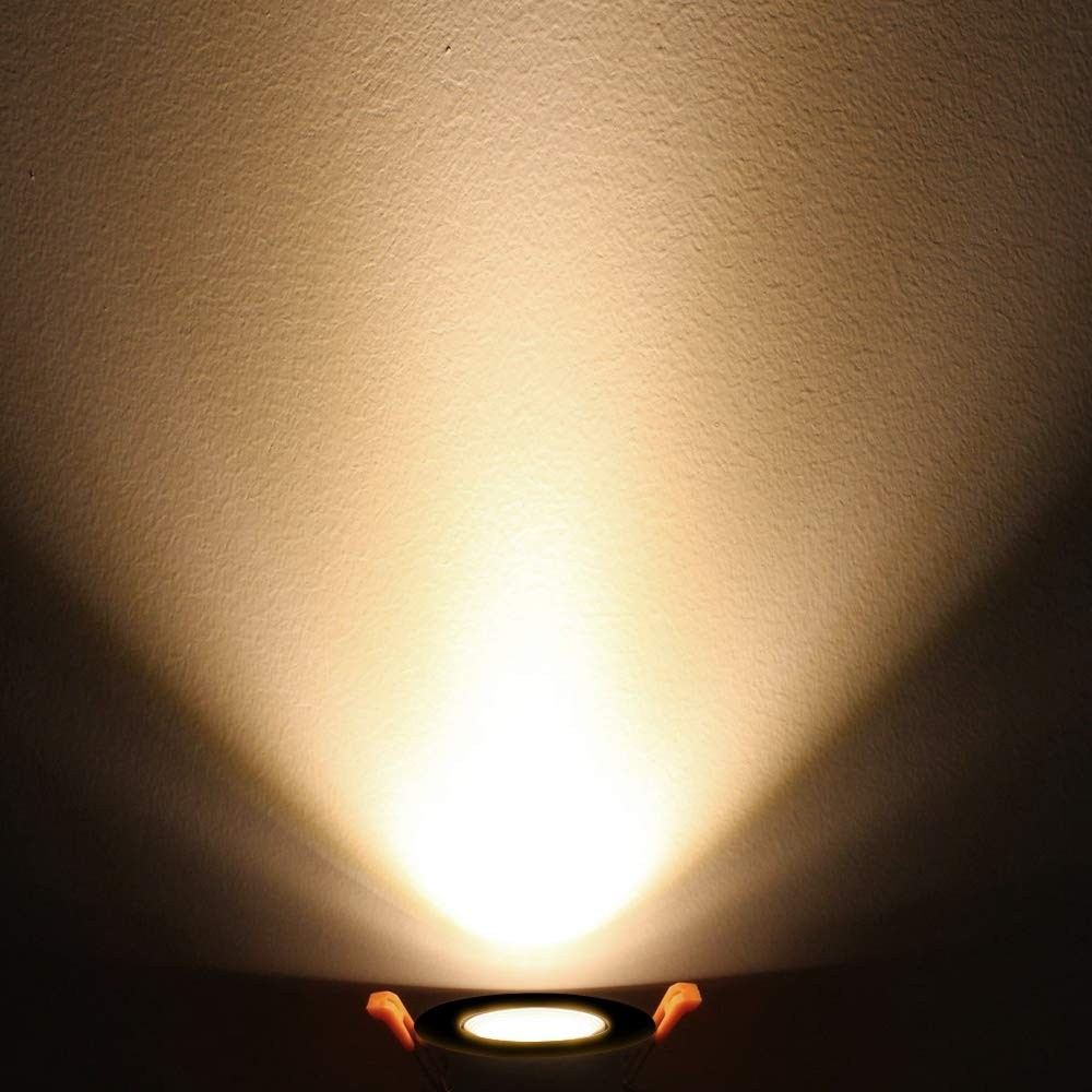 inShareplus 2 Inch LED Downlight, 3W Recessed Black/1Pack, 3000k(Warm White)