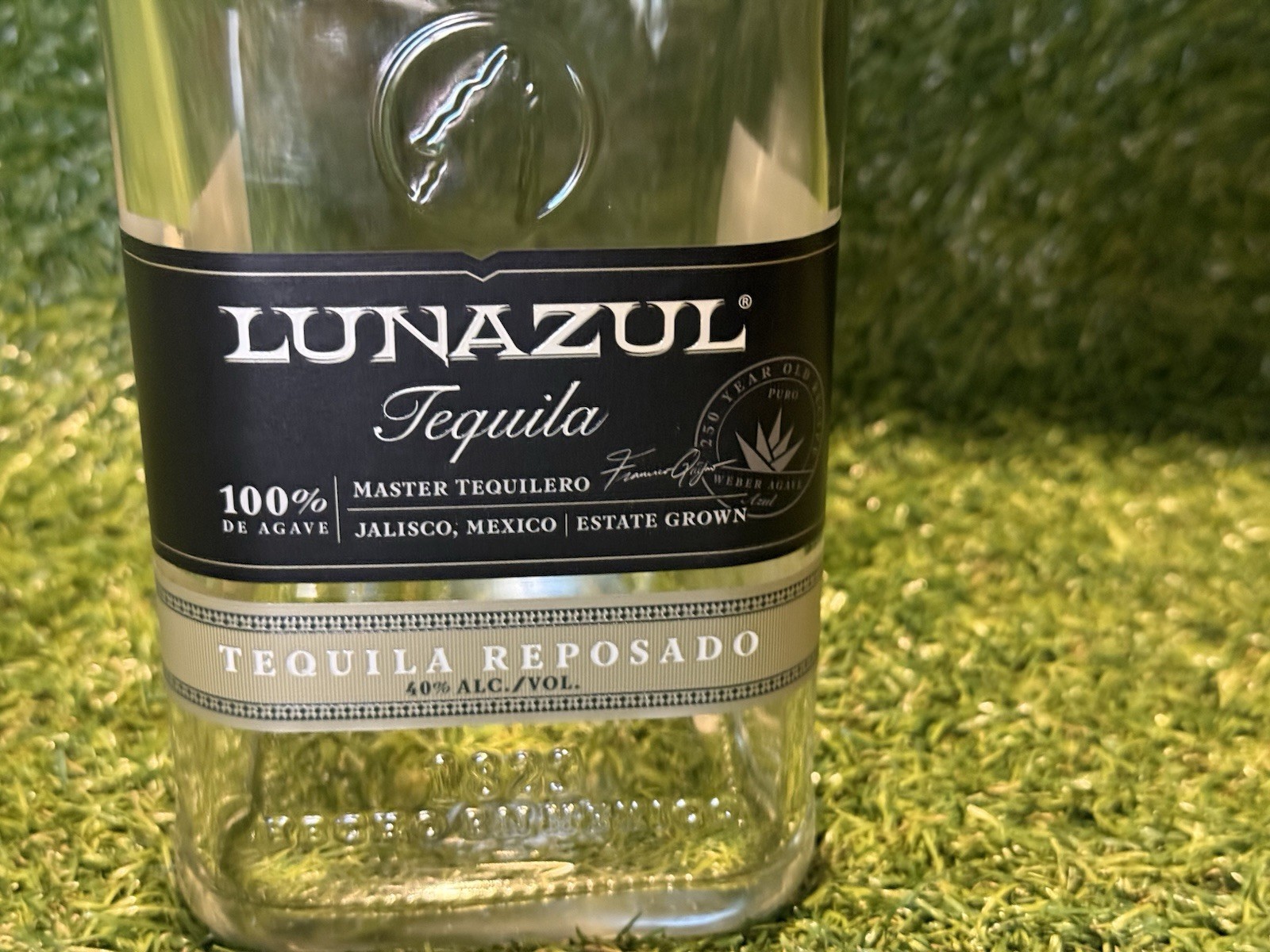 EMPTY 1 LITER LUNAZUL REPOSADO TEQUILA BOTTLE