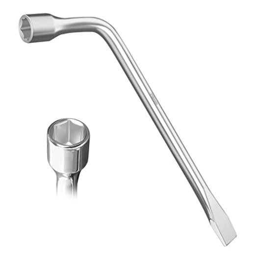 19mm Tire Iron Lug Wrench: L-type Lug Nut Wrench with Hexagon Socket and Tire