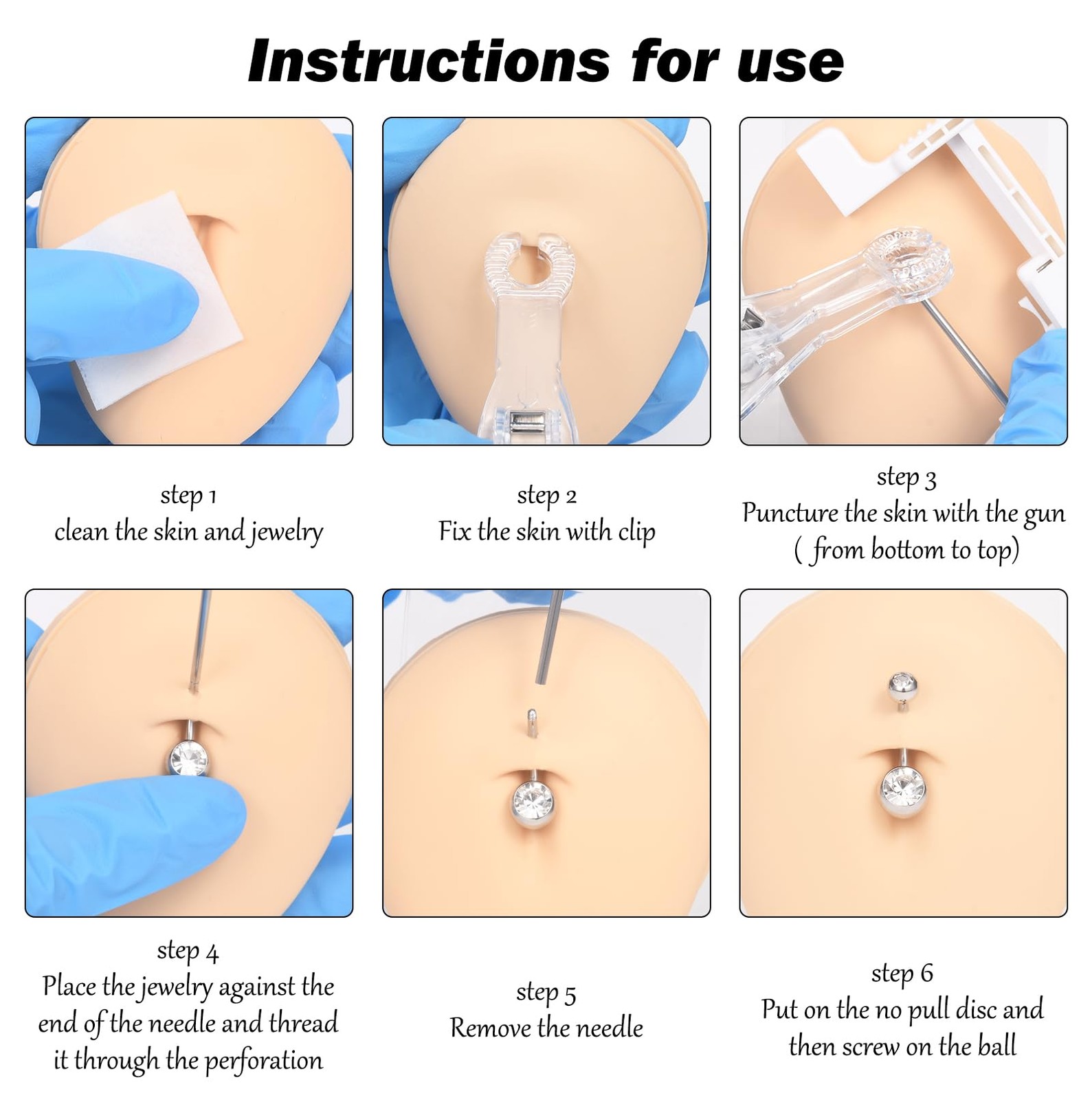 QWALIT Belly Button Piercing Kit Gun B4-Claw CZ- blue