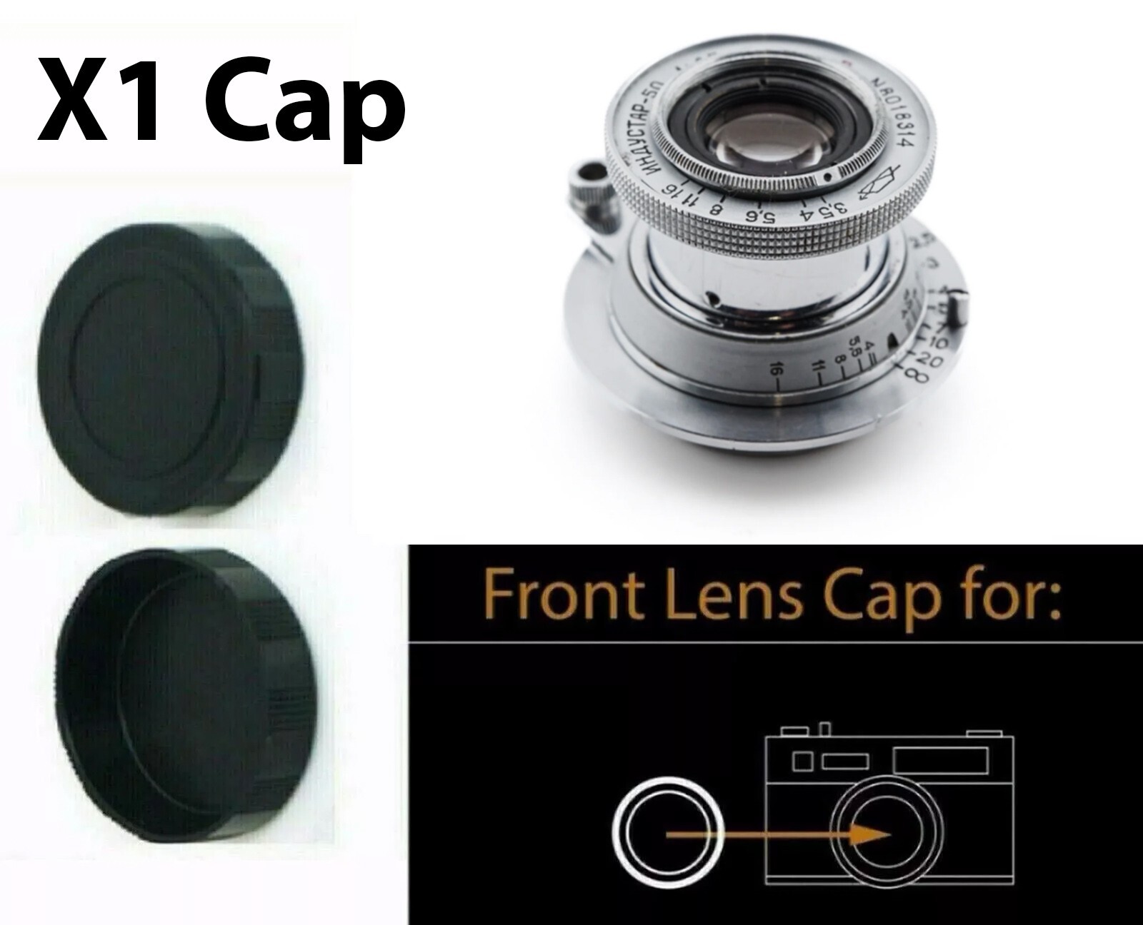 X1 Camera Lens push-on cap cover for Industar 50 & 22 Collapsible 1:3.5/50 50mm
