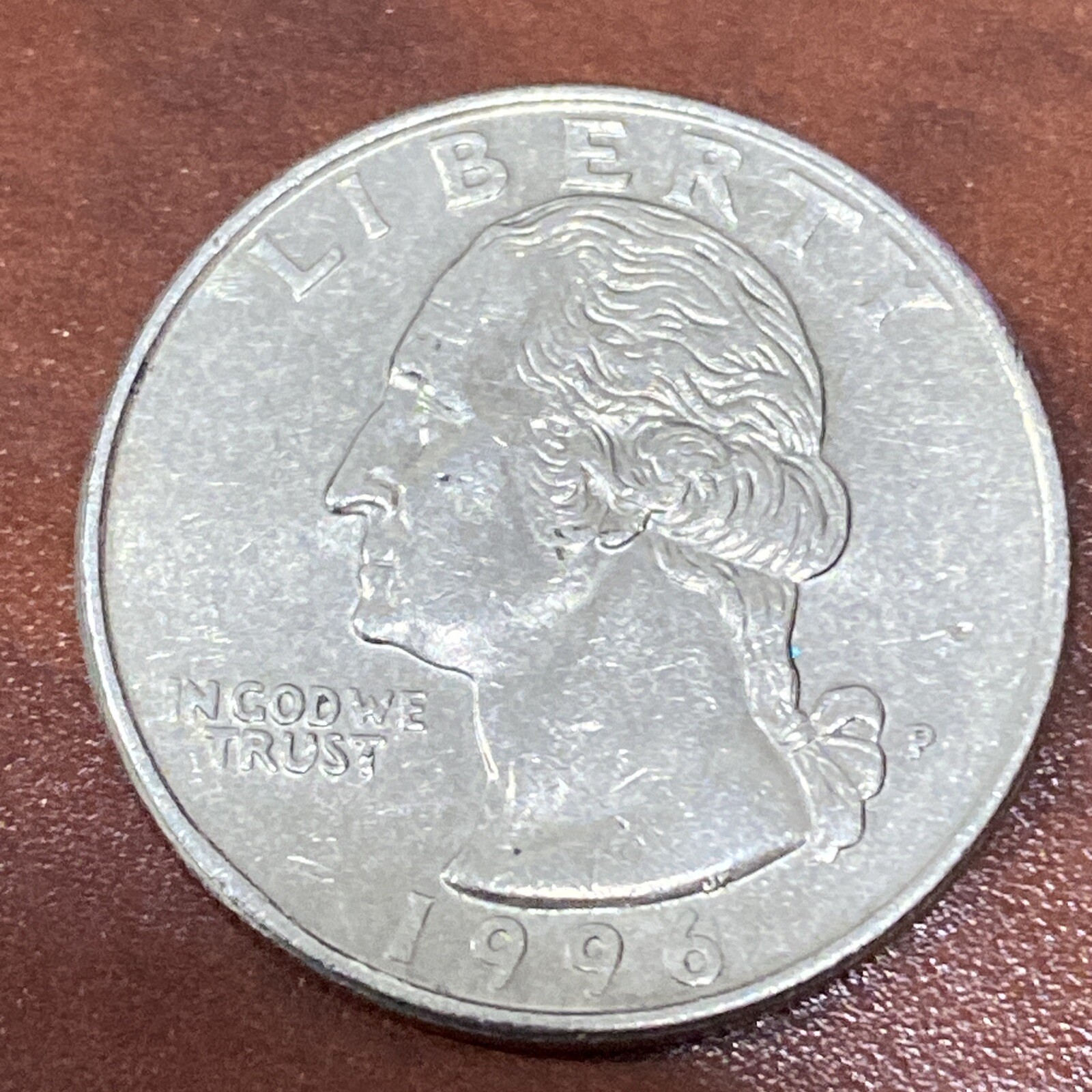 1996 P Washington About Uncirculated Condition Quarter