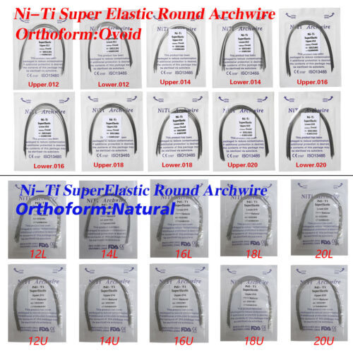 Dental Orthodontic Arch Wire Round Niti Super Elastic Ovoid/Natural 10 Sizes ns
