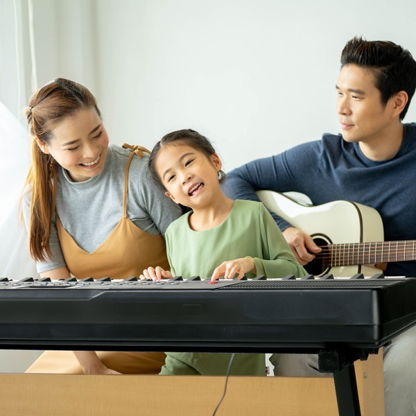 61-key electronic keyboard + stand + stool set, black