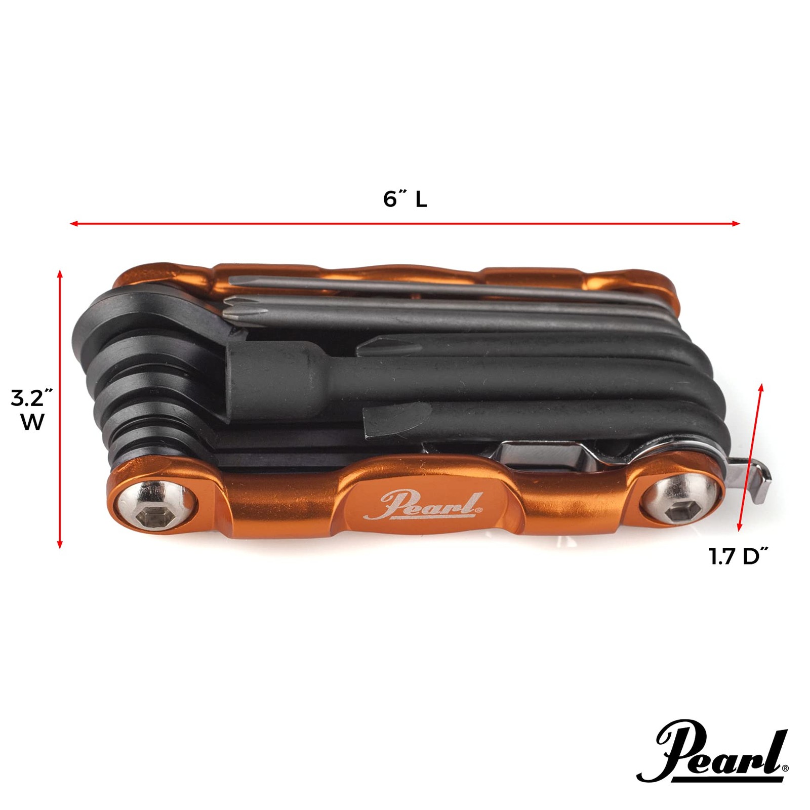 Pearl Tech Tool Combination Drum Key And Drum Set Multi-Tool Five Screwdrivers