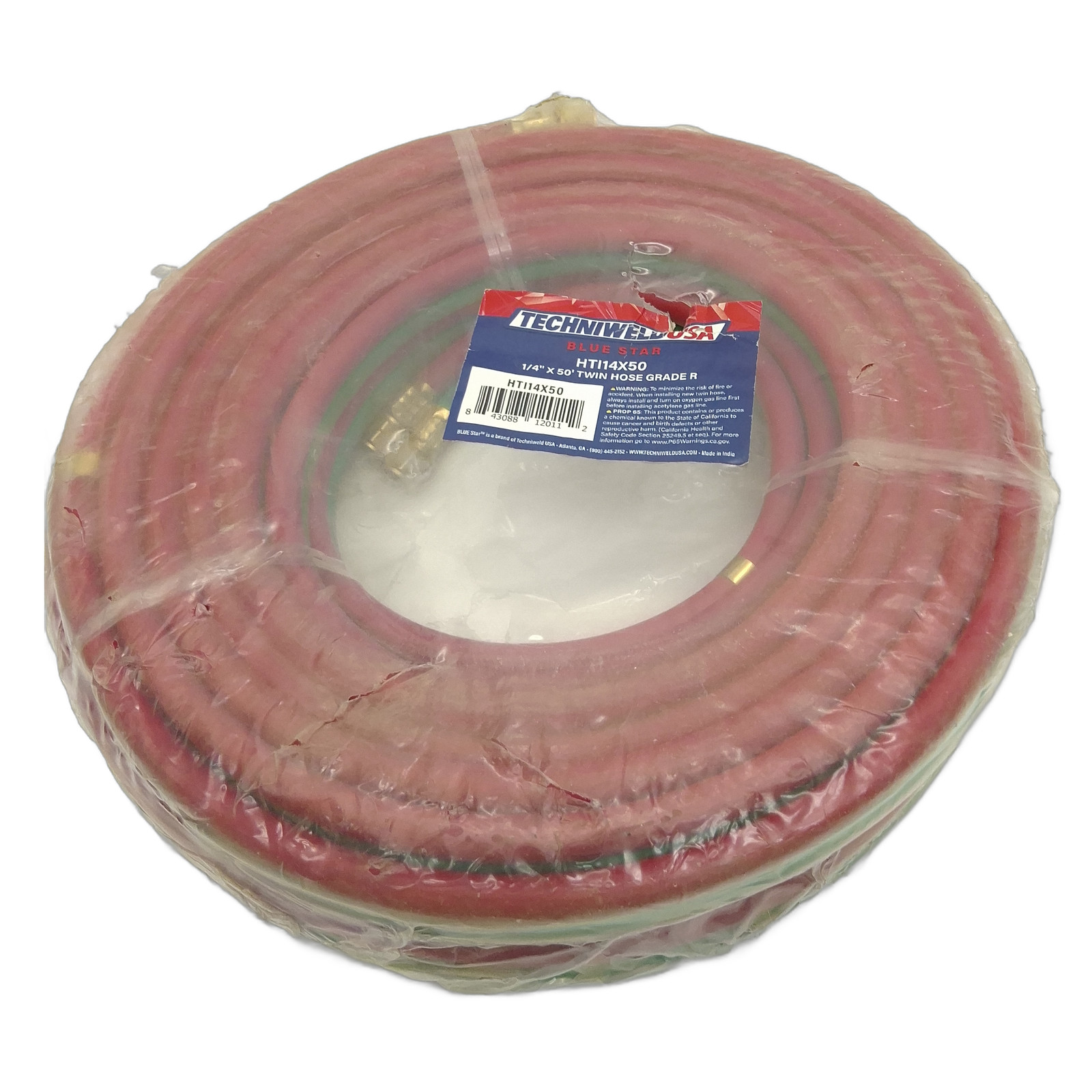 Techniweld Blue Star 1/4" x 50' Twin Welding Hose Grade R Oxy-Acetylene HTI14X50