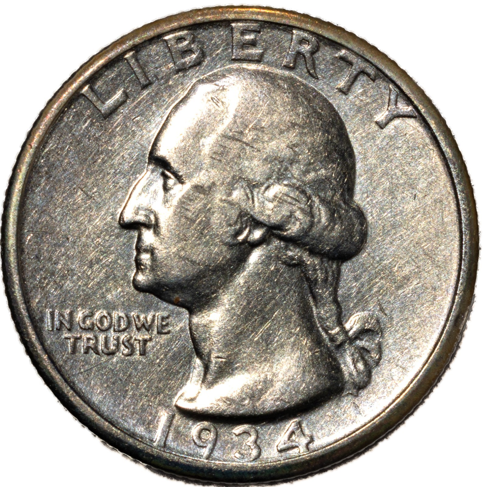1934-P AU Washington Silver Quarter 25c Almost Uncirculated Philadelphia