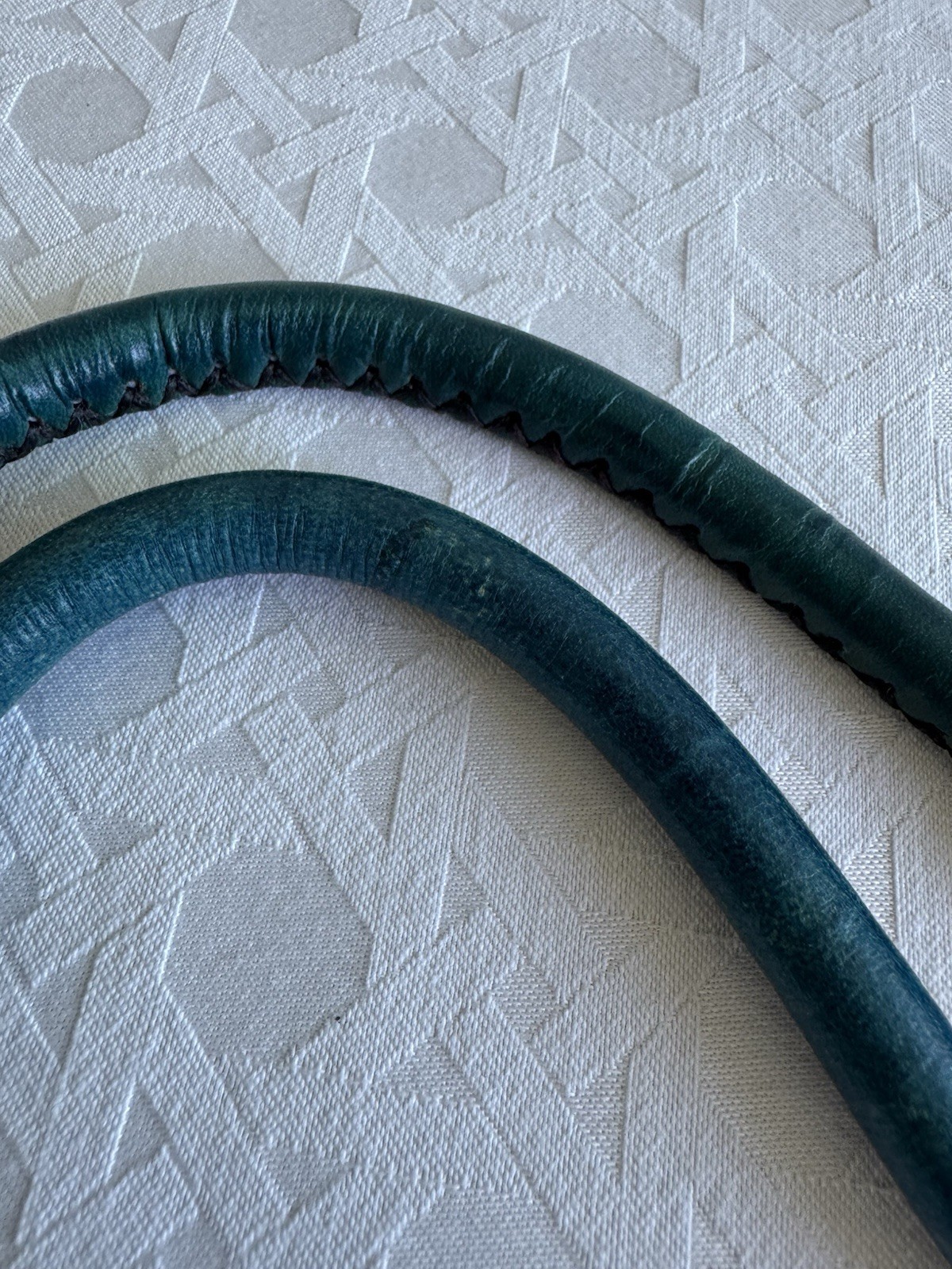 Grayson E Rolled Leather Purse Handles Small Dark Teal NEW