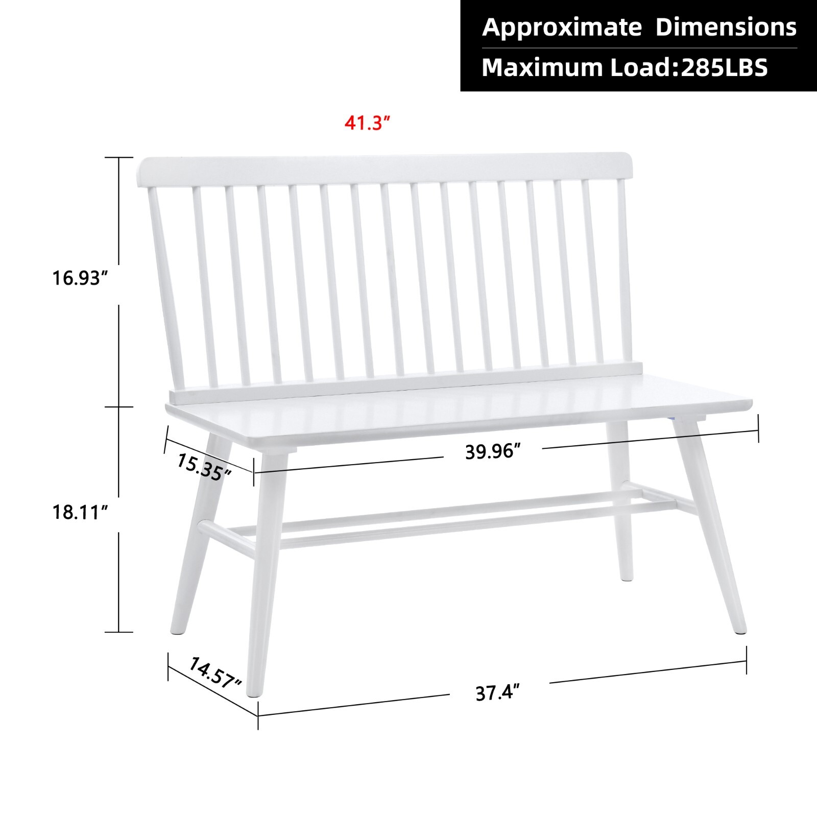 Entryway Bench Dining Bench with Back Farmhouse Winsor Bench Wood Bench