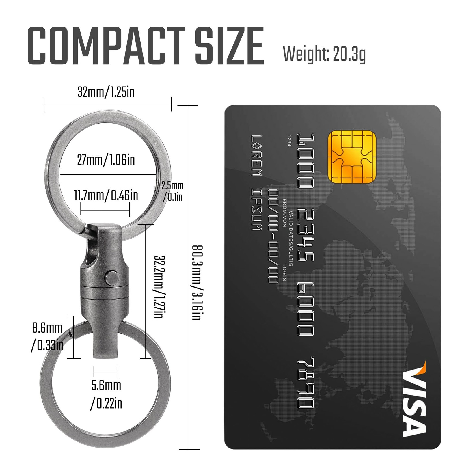 KeyUnity KA45 Titanium Quick Release Keychain, OneHand Detachable Magnetic Co...