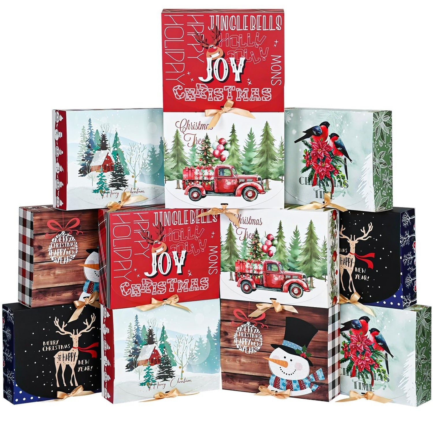 Xylitic 12Pack Large Christmas Gift Boxes, Christmas Boxes for Gifts with Lid...