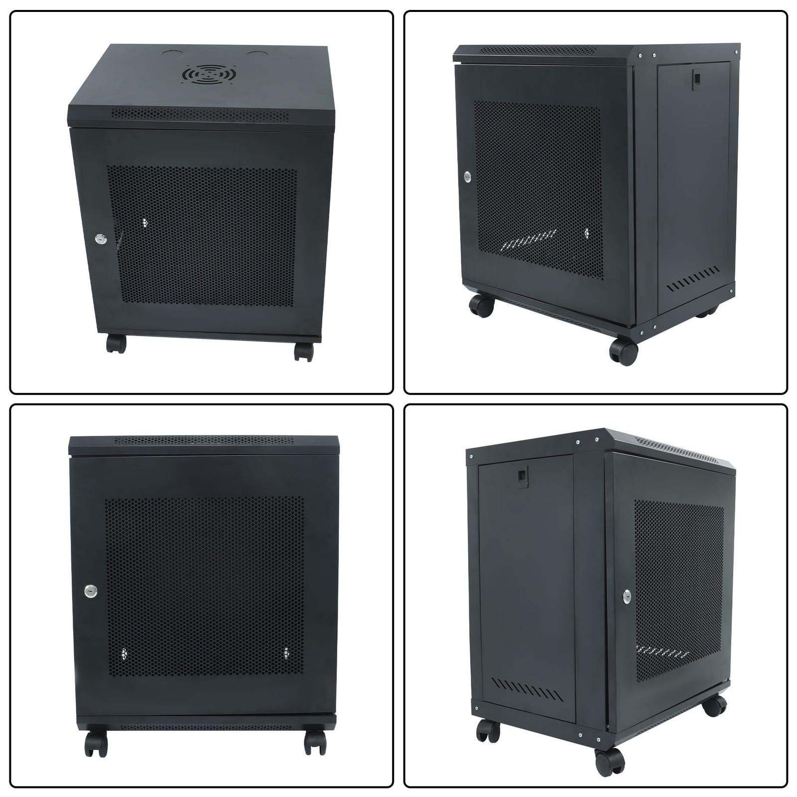 12U Wall Mount Rack Enclosure, 15.5" Deep, Secure Locking Door