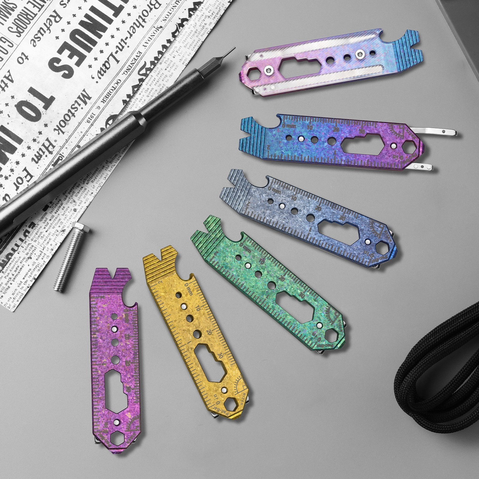 Kizer Pac-Bar Crystallized Titanium & Acrylic EDC Multi-Functional Tools Pry Bar