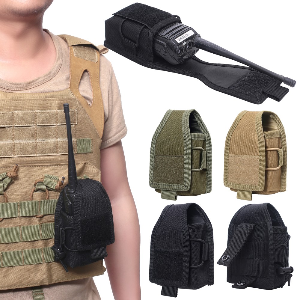 Tactical Molle Radio Pouch Belt Bag Walkie Talkie Holder Interphone Holster Bag
