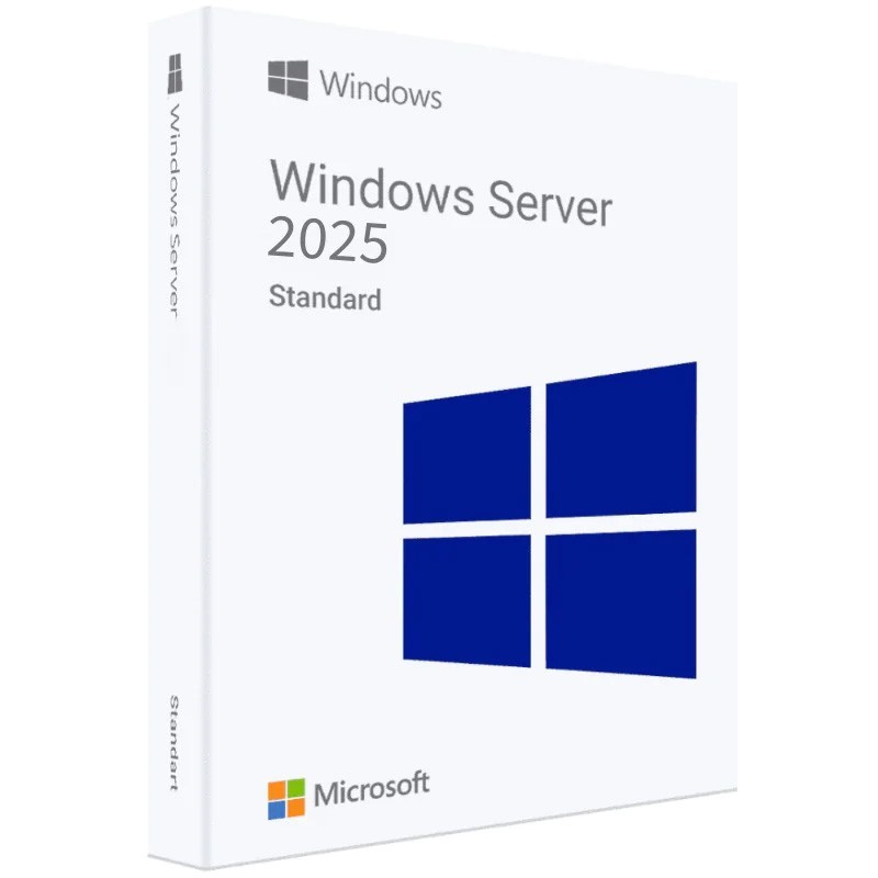 Windows Server 2025 Standard with 5 CALs, 24 Cores. Retail License, English.