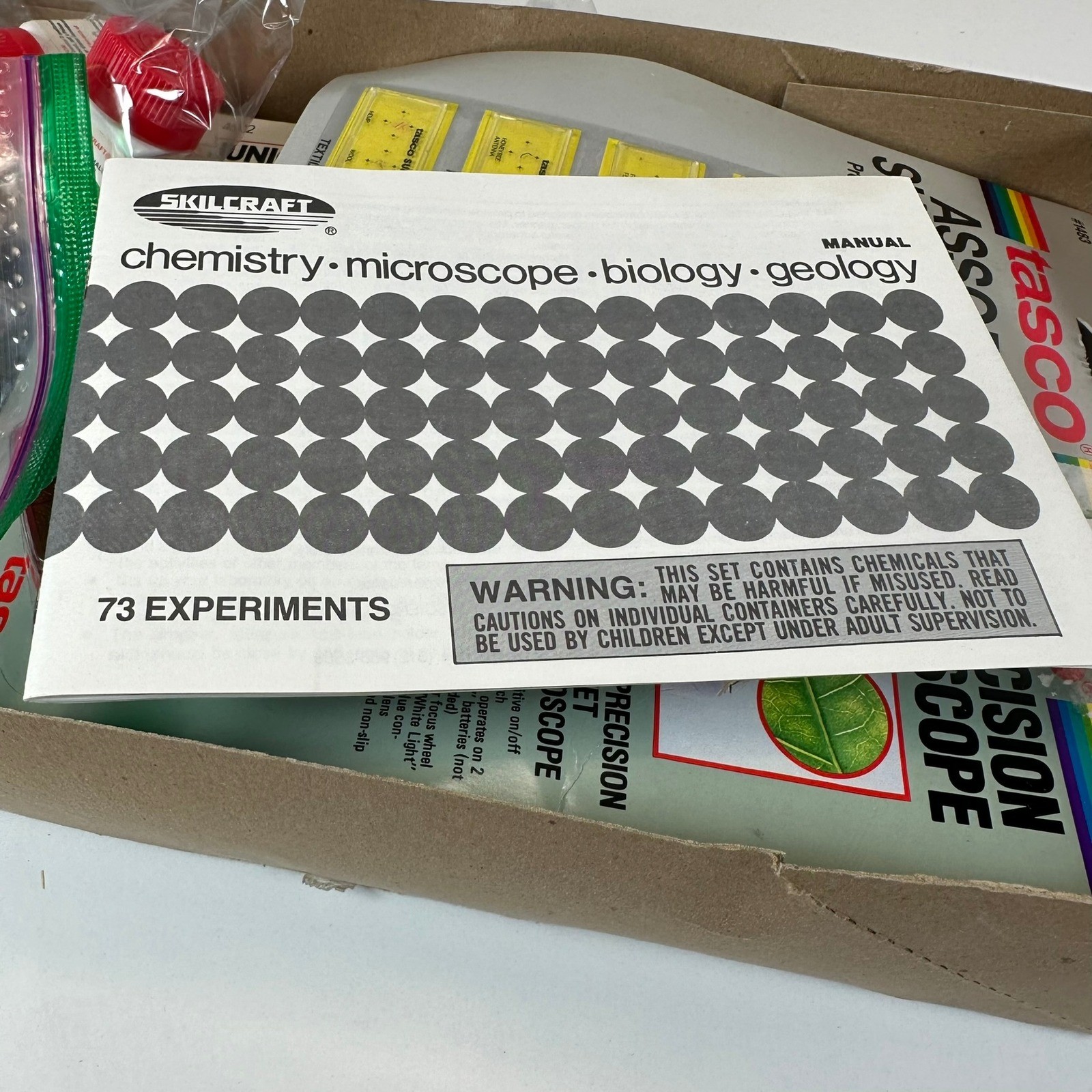 VTG SET Skillcraft Quadlab Tasco Microscope Slides Astronomer Weather SCIENCE