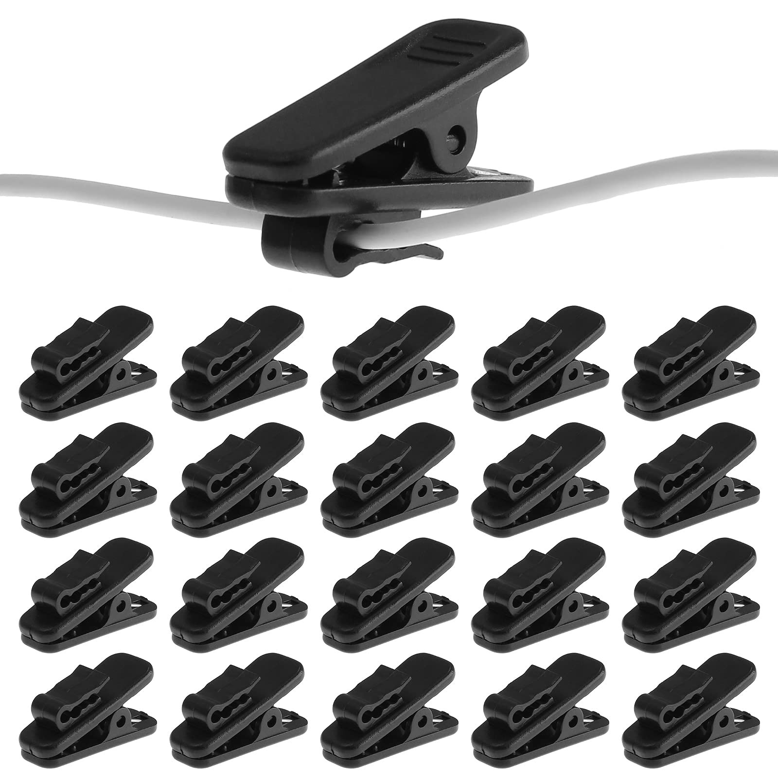Clips for Earphone Wire, 24 Pack, Black