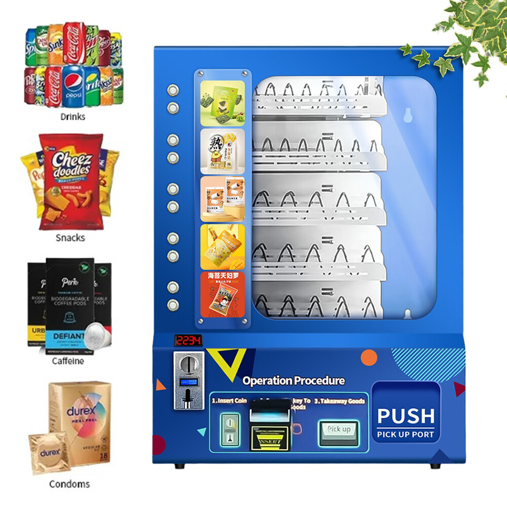 10 Slot Commercial  Mini Wall Snack Vending Machine Food Snack Coin+paper money+
