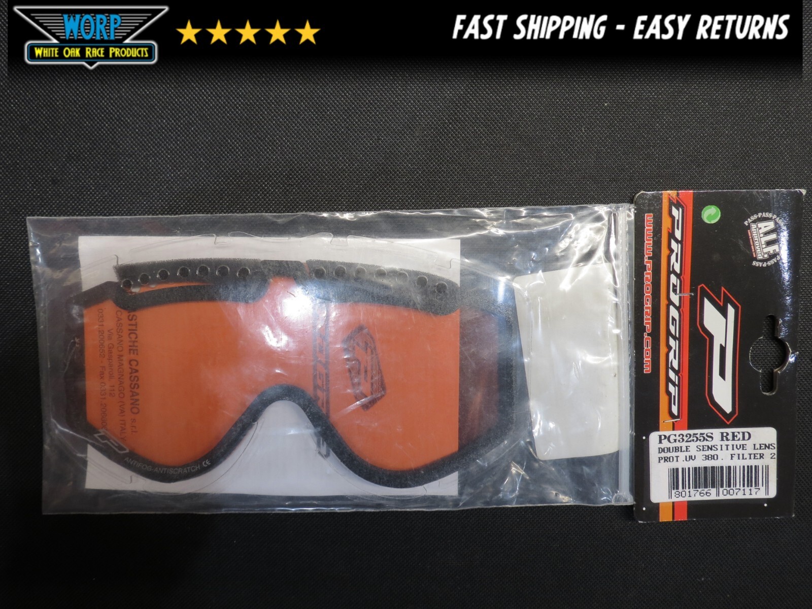 PRO GRIP GOGGLE LENS 3255 RED DUAL ANTI FOG ADULT MOTORCYCLE ATV SXS UTV