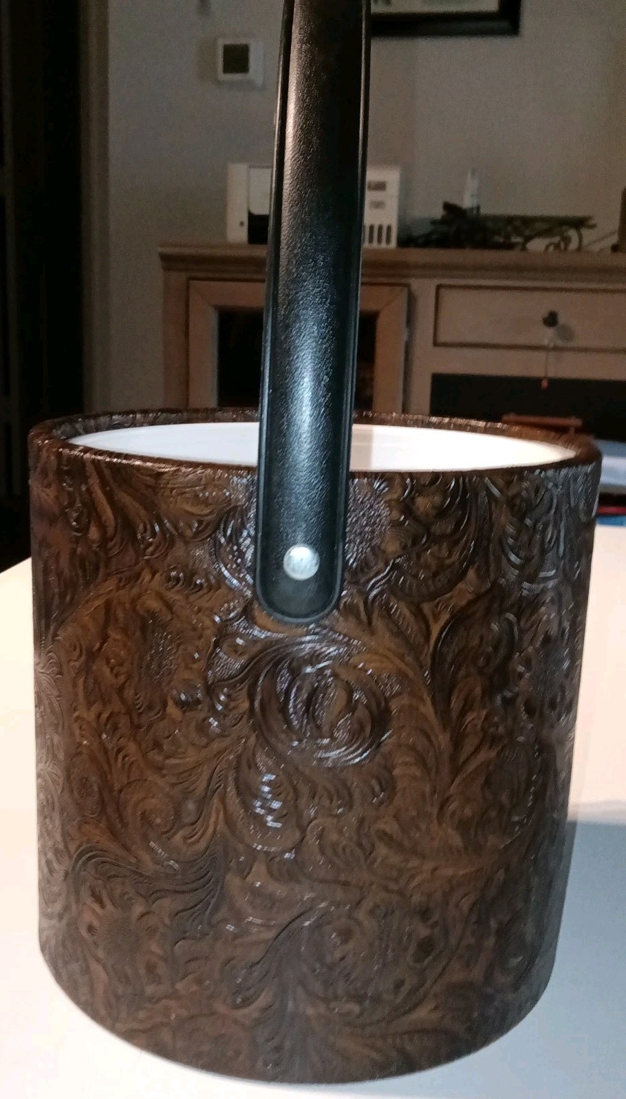 Vintage Irvinware Embossed Tooled 3 Quart Barware Ice Bucket Drinks Wine