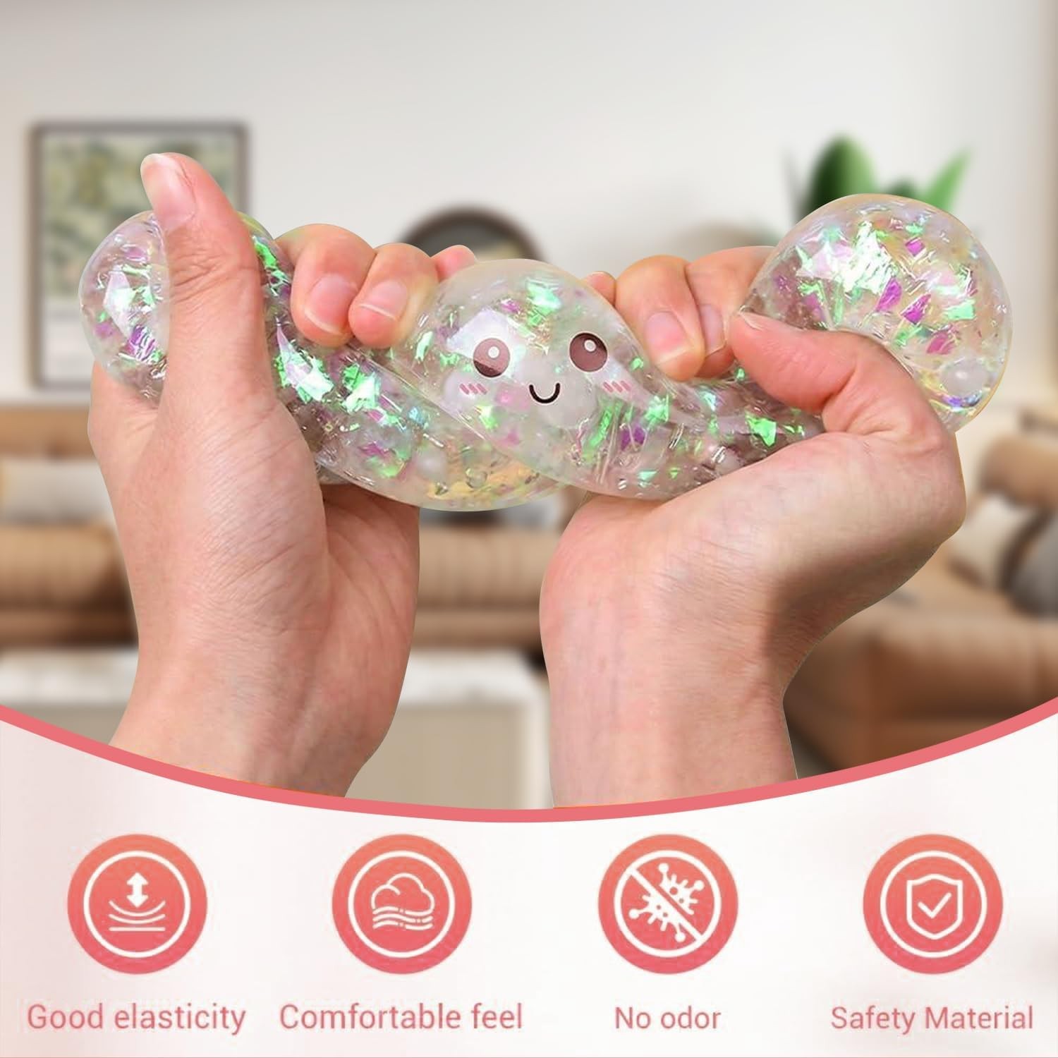 Glitter Dumpling Squishies with Box Sensory Squeeze Fidget Toy for Stress Relief