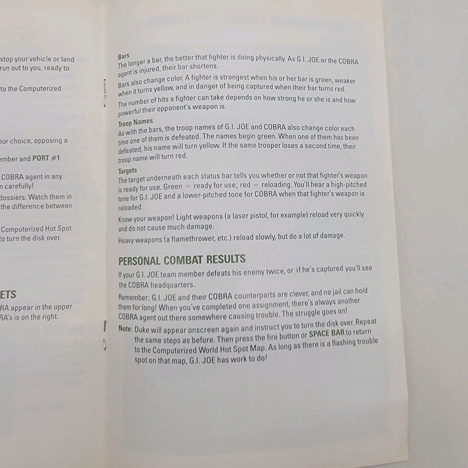 Commodore 64 GI Joe A Real American Hero Instruction Manual