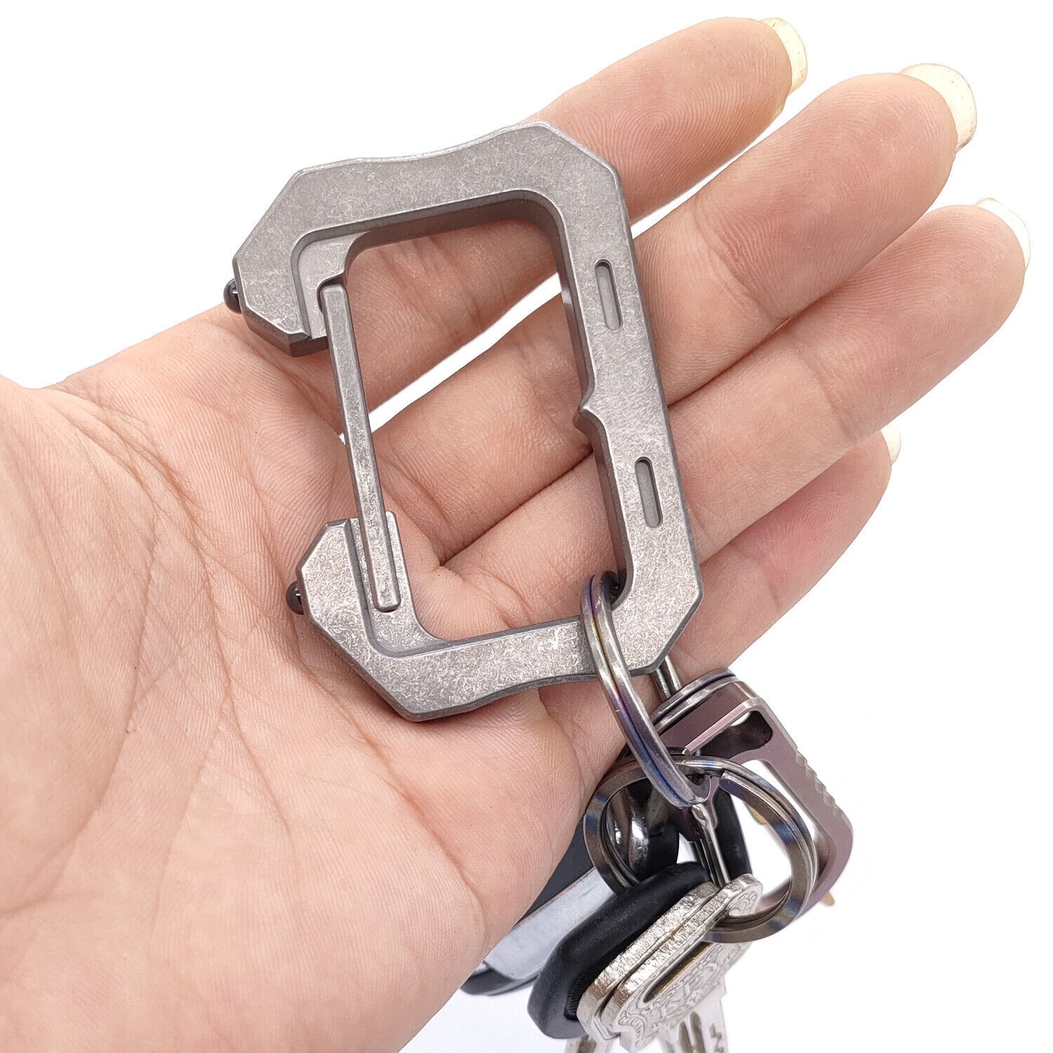 Solid Titanium Alloy Carabiner Survival EDC Multi Tactical Tools Keychain Buckle