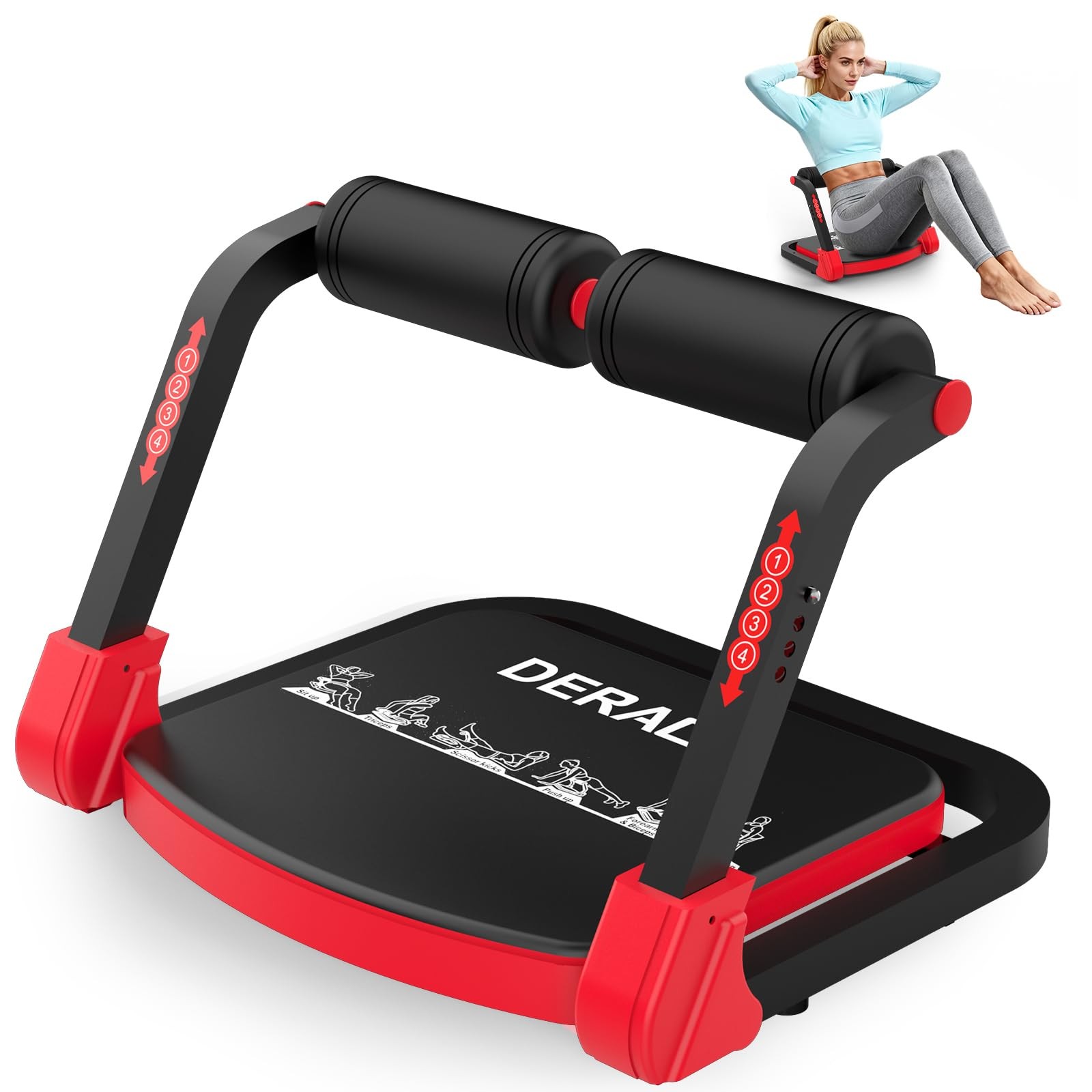 DERACY Sit Up Exercise Equipment, Adjustable Ab Machine, Multi-Functional Sit Up