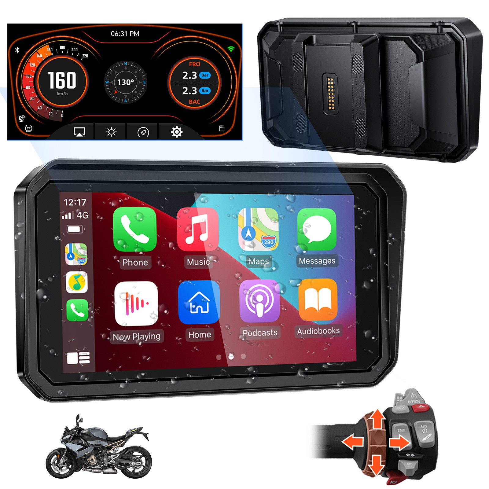 6 Inch Motorcycle CarPlay GPS Plug&Play Fit for BMW R1200GS R1250GS S1000XR