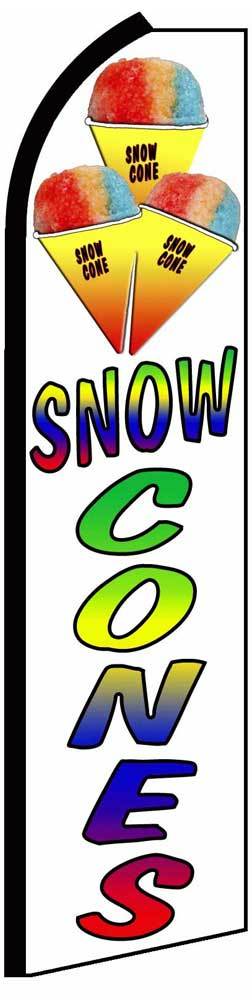Snow Cones Flutter Swooper Flag Advertising Sign 3’ Wide Banner Only