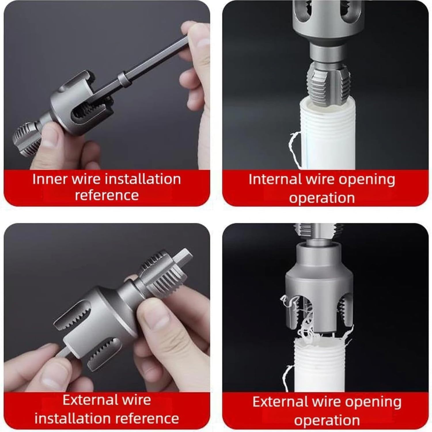 2PCS 1/2'' 3/4'' Water Pipe Integrated Internal & External Pipe Threading Tool