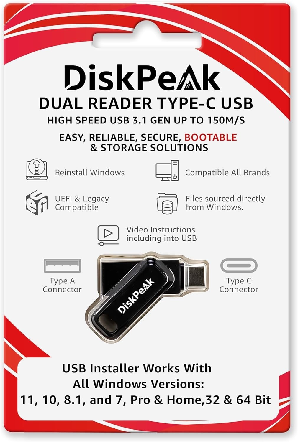 Effortless Windows Installation USB - Supports 32 & 64 bit with Utilities