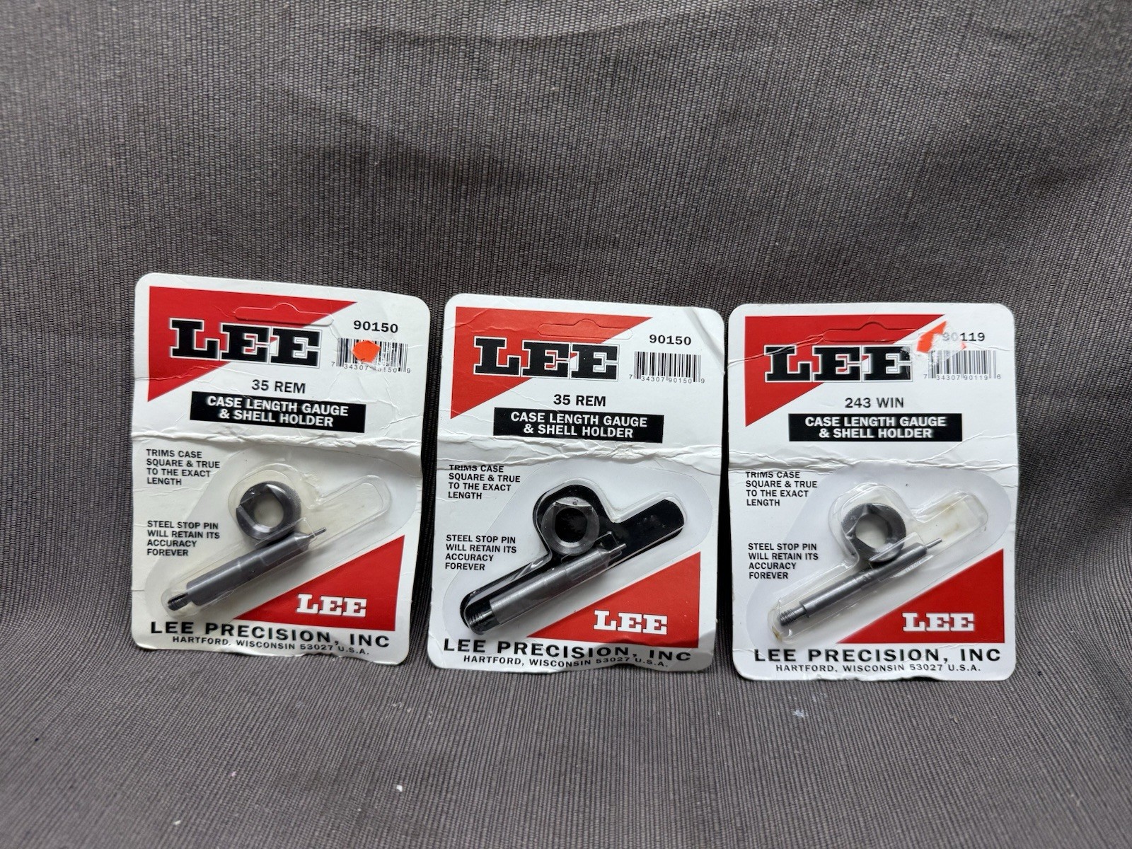 (LOT OF 3) - Lee Precision #90150, #90119 Case Length Gauge & Holder