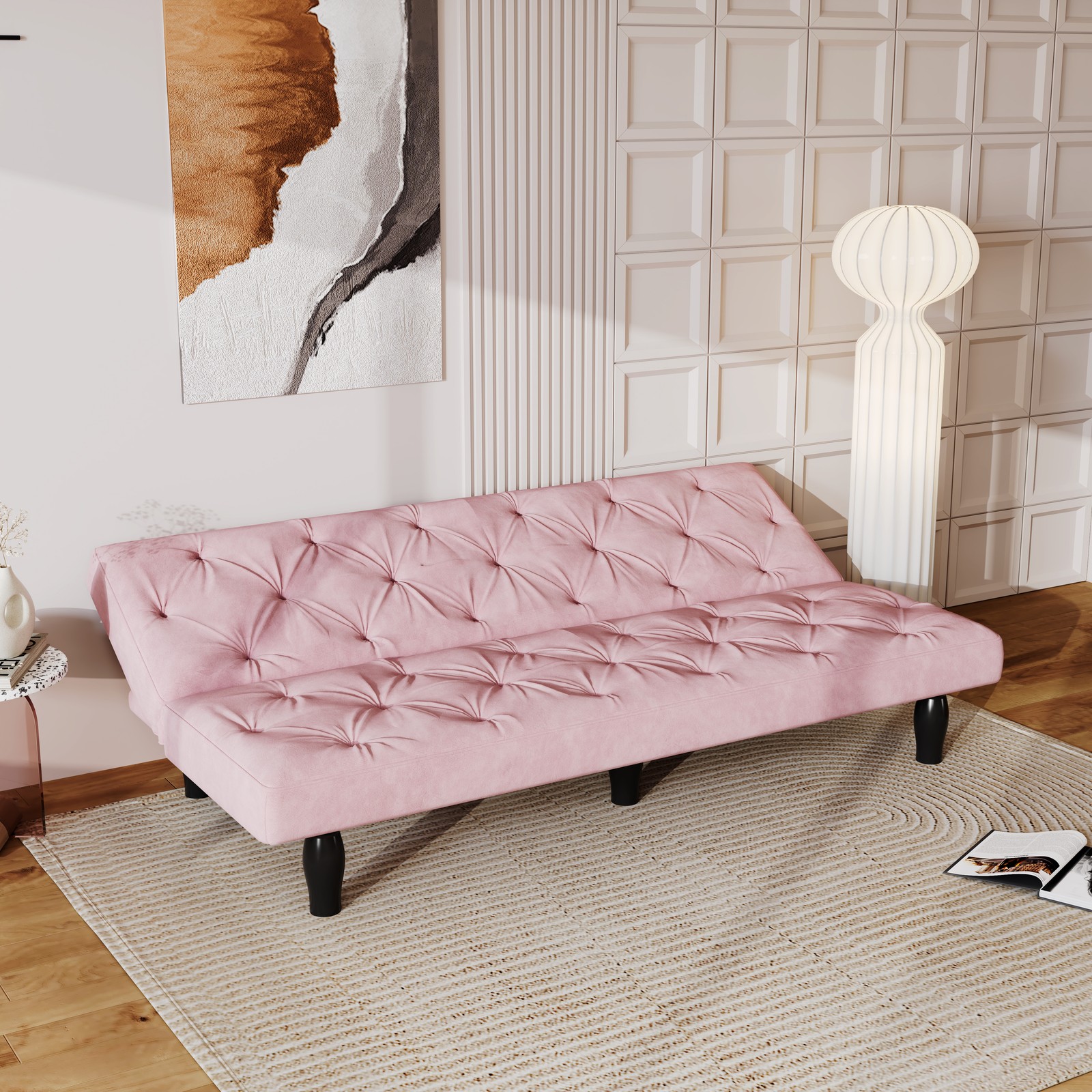 66" Velvet Sofa Bed Living Room Sleeper Sofa-to-Bed Transforms Seamlessly