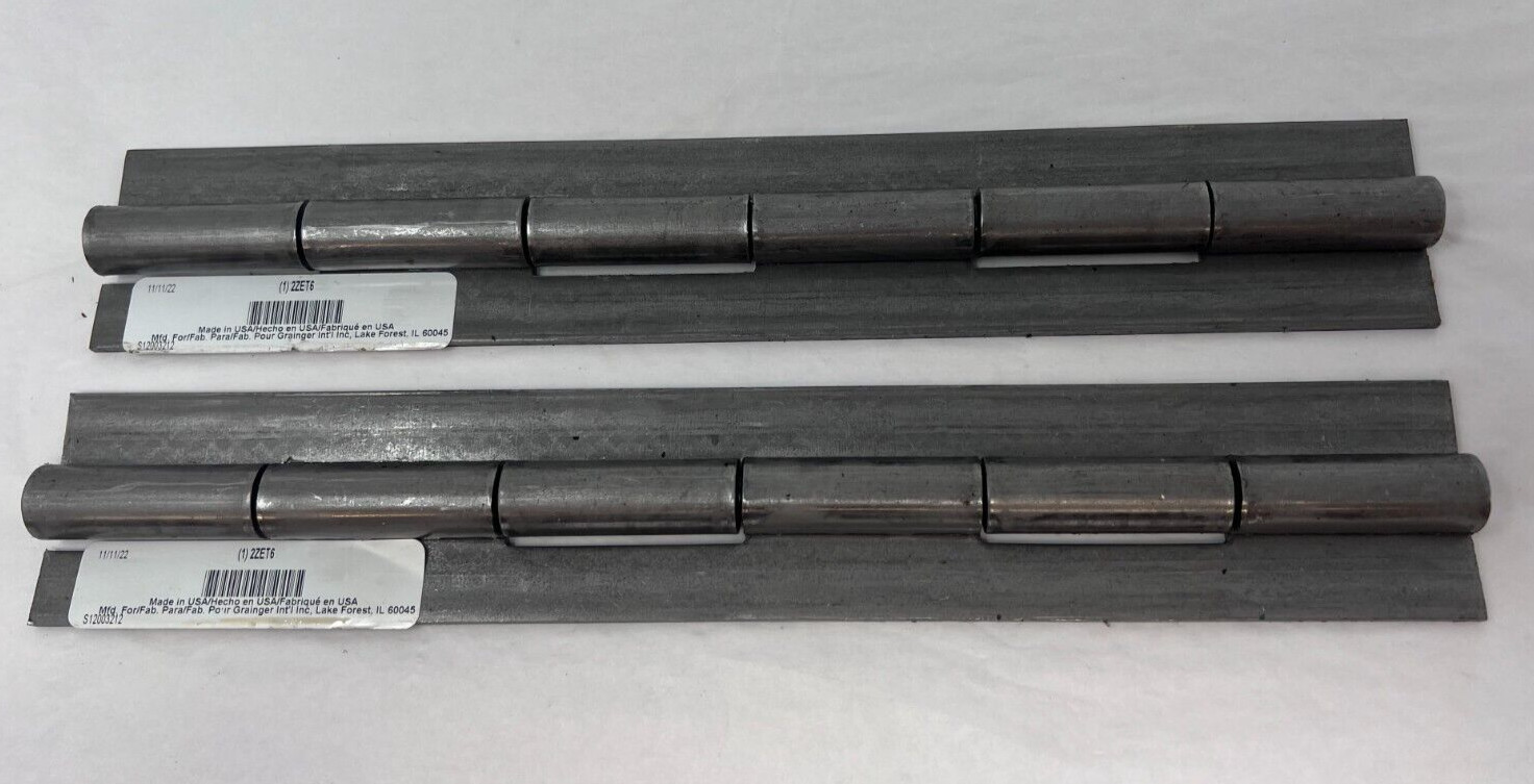 Lot of 2 Heavy Duty GRAINGER Continuous Hinge,  2ZET6  12" H x 1" W USA MADE