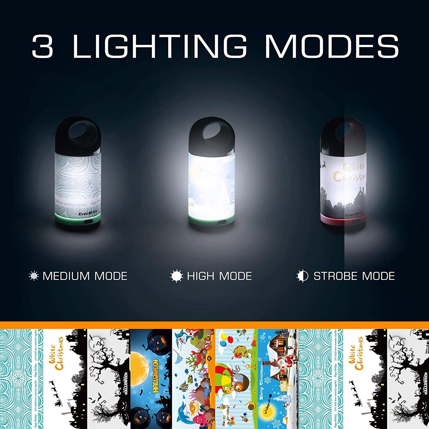 EverBrite 2 Mini Camp Lantern 2 Mini Flashlights with 7 Pcs portable Stickers