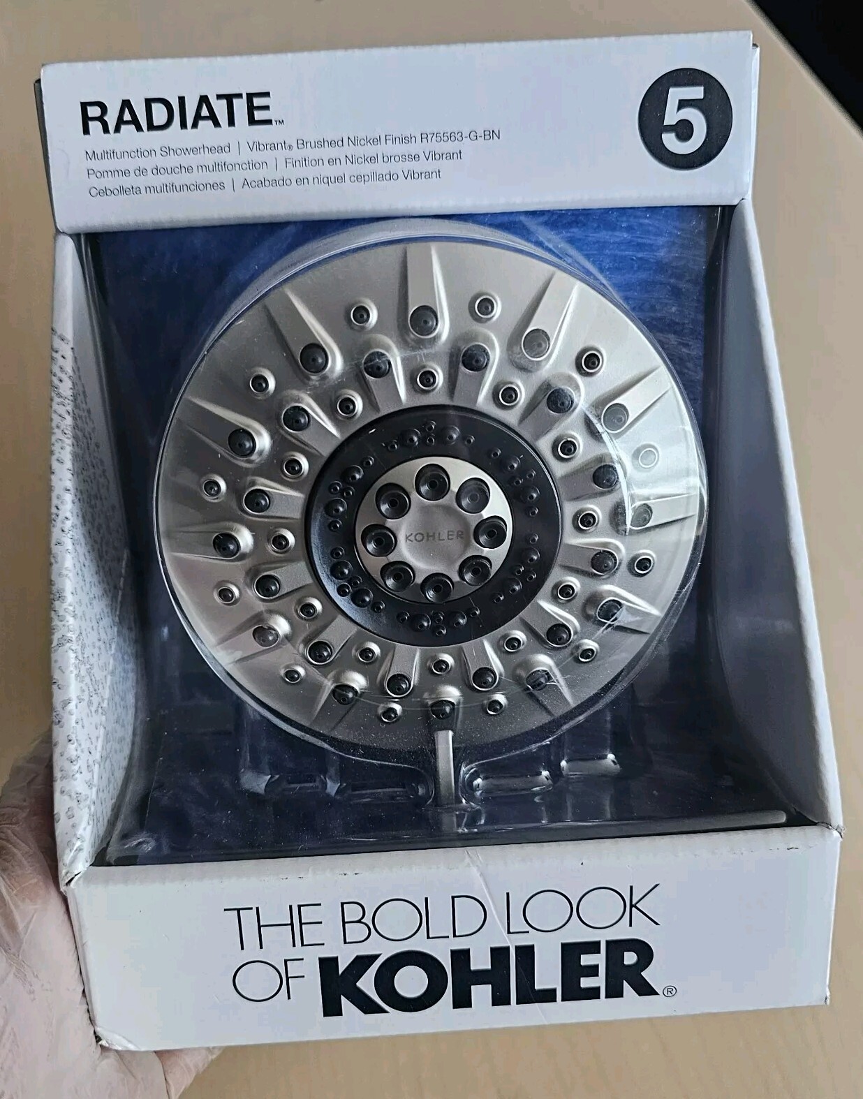 KOHLER Radiate 5-Function Wall-Mount Shower Head, 4.7-Inch, Brushed Nickel Finis