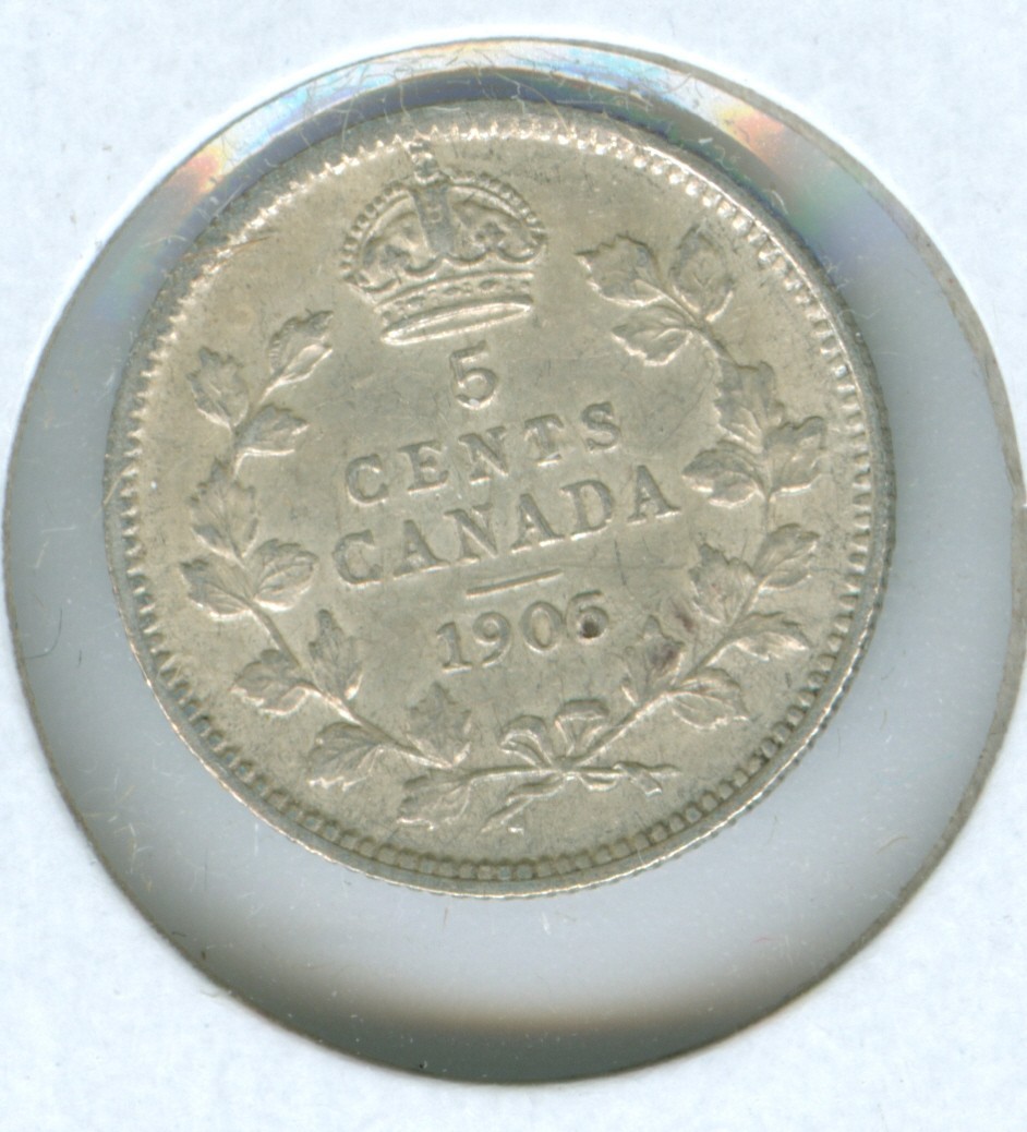 CANADA 1905 FIVE CENT SILVER --ALMOST UNCIRCULATED