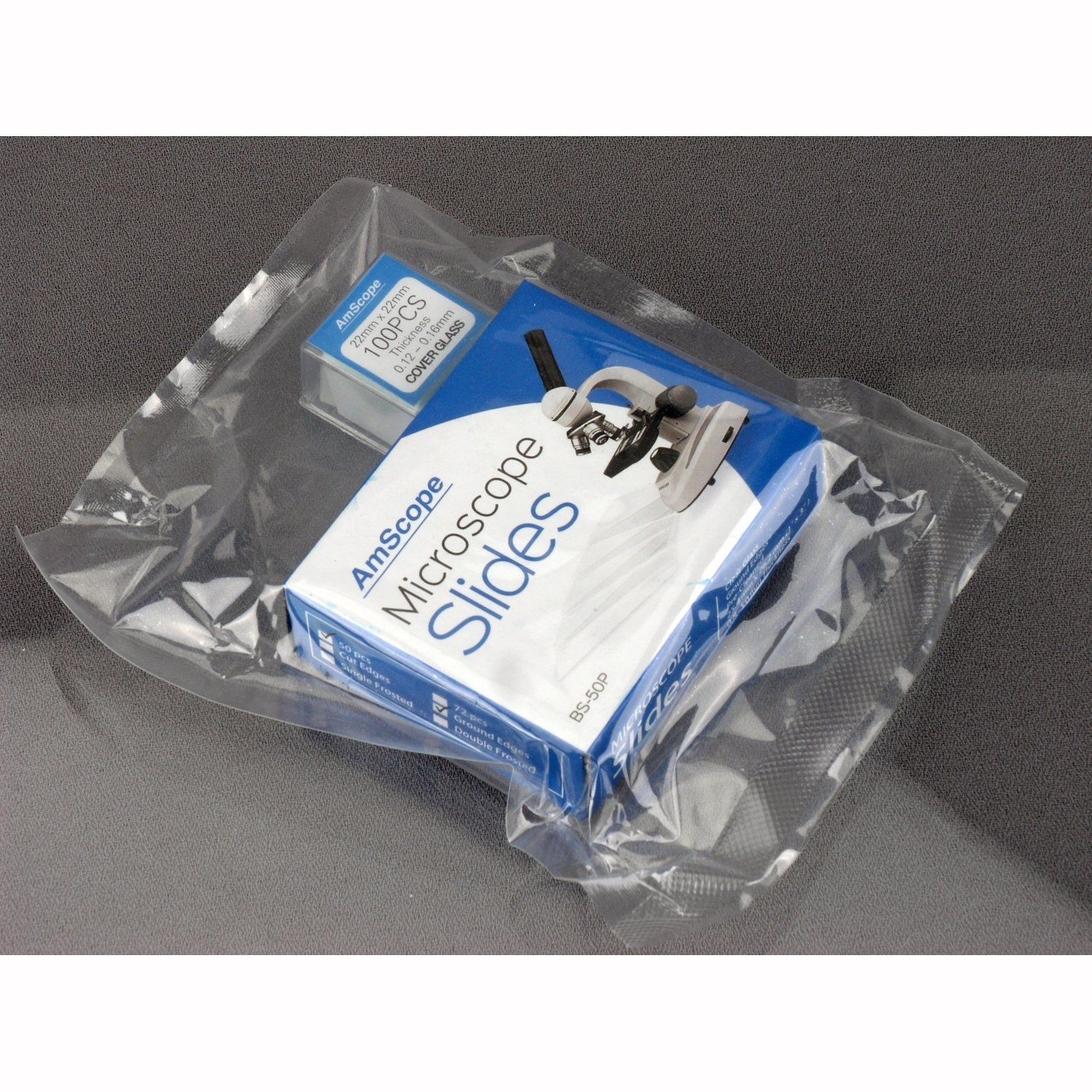 AmScope 100 Pre-Cleaned Blank Microscope Slides + 100 22x22mm Square Cover Glass