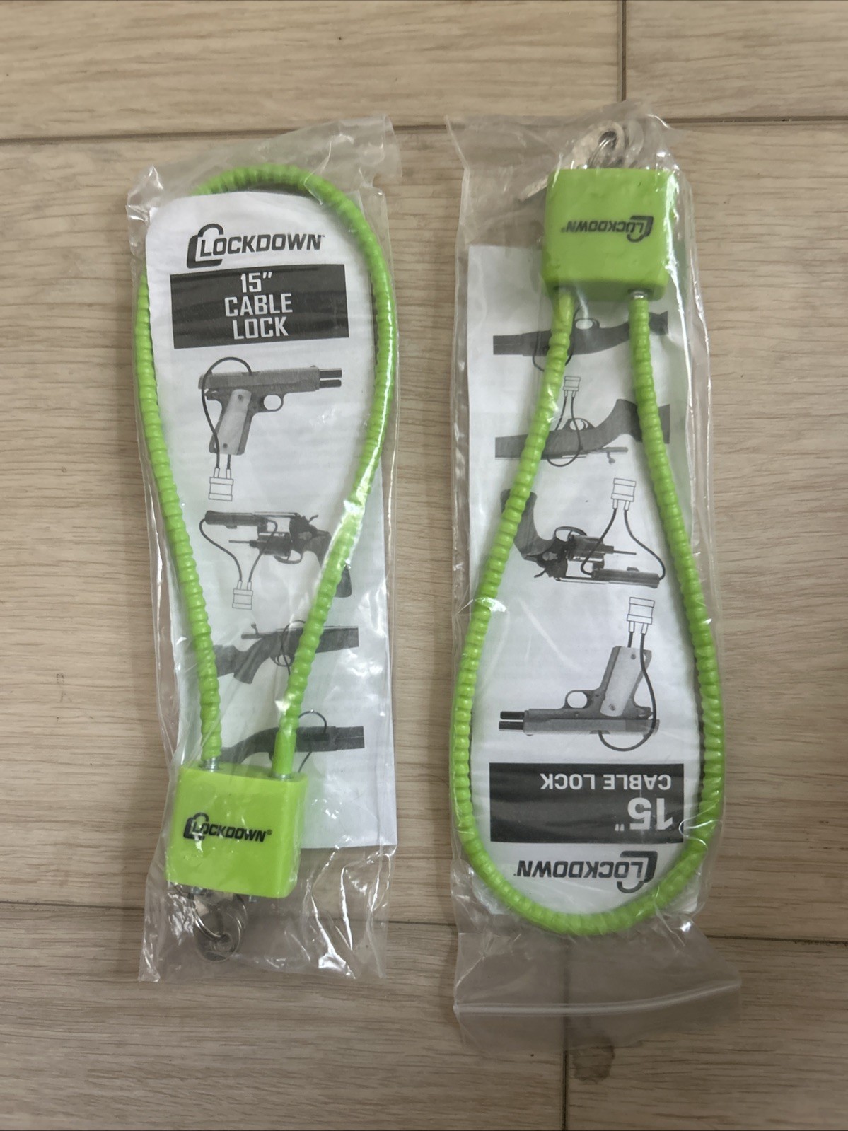 Lockdown Lot 2 Und ,Rifle Shotgun Handgun Cable Lock 15"  New 2 Keys