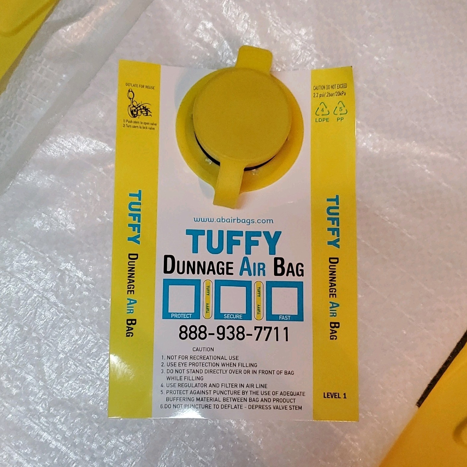 Lot of 2 Tuffy Dunnage Air Bag Level 1 Packing & Shipping Cushioning Supplies