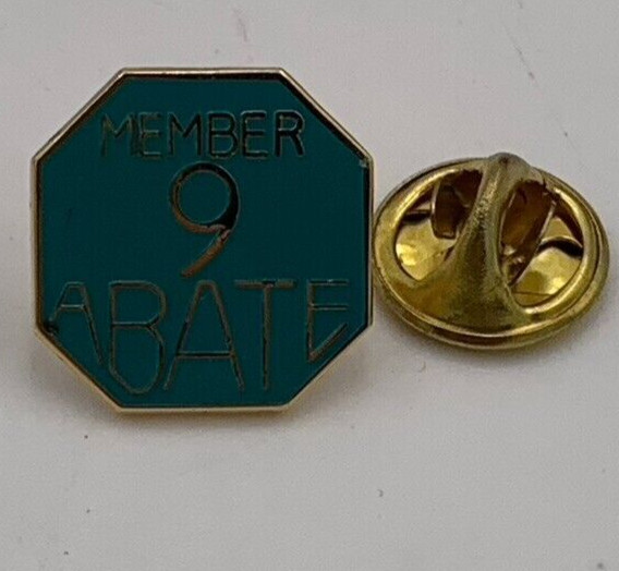 VTG Harley Davidson Motorcycle Riders Button Pin ABATE 9 Year Member Octagon
