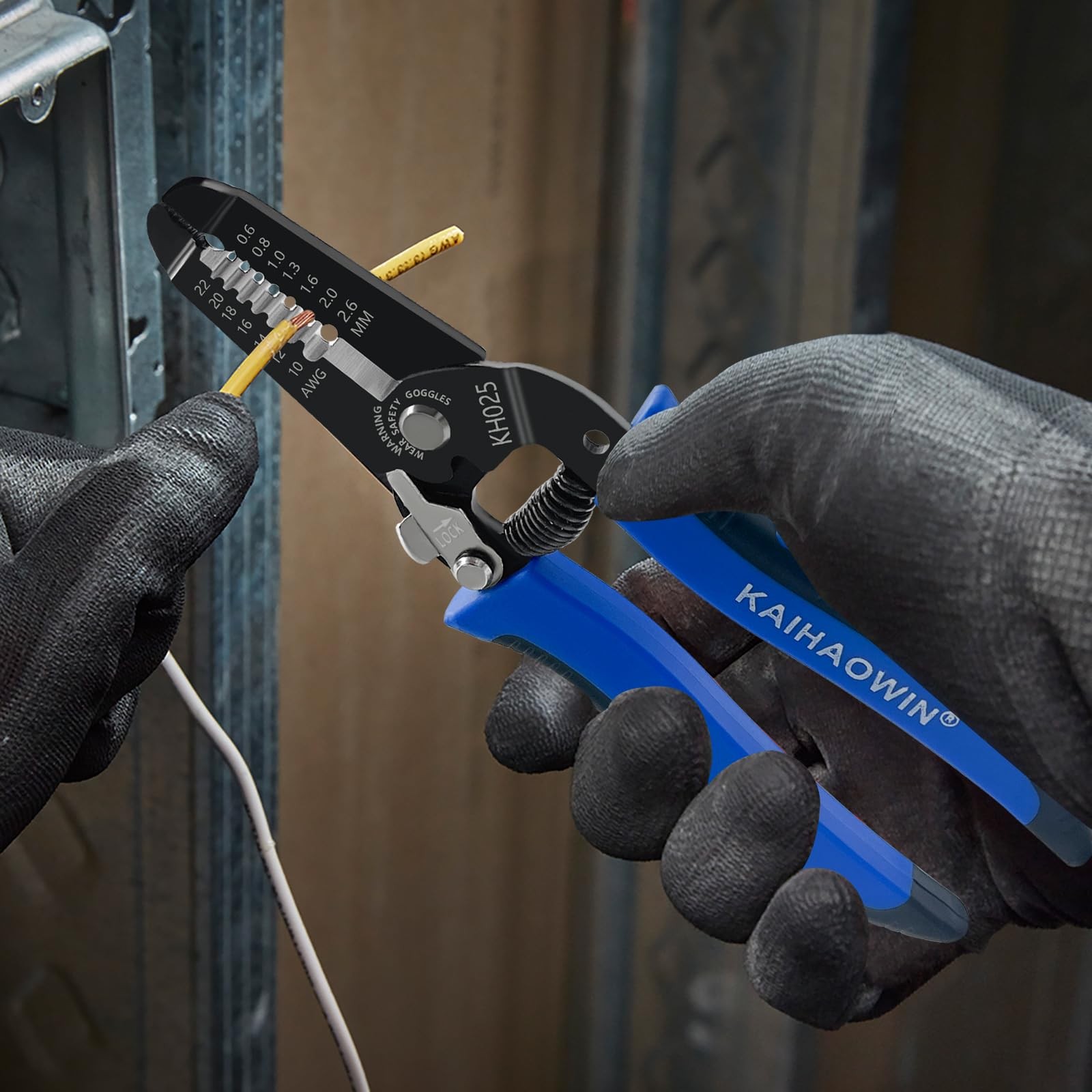 5 Pack Wire Stripper and Cutter with Safety Lock and Spring Loaded Profession...