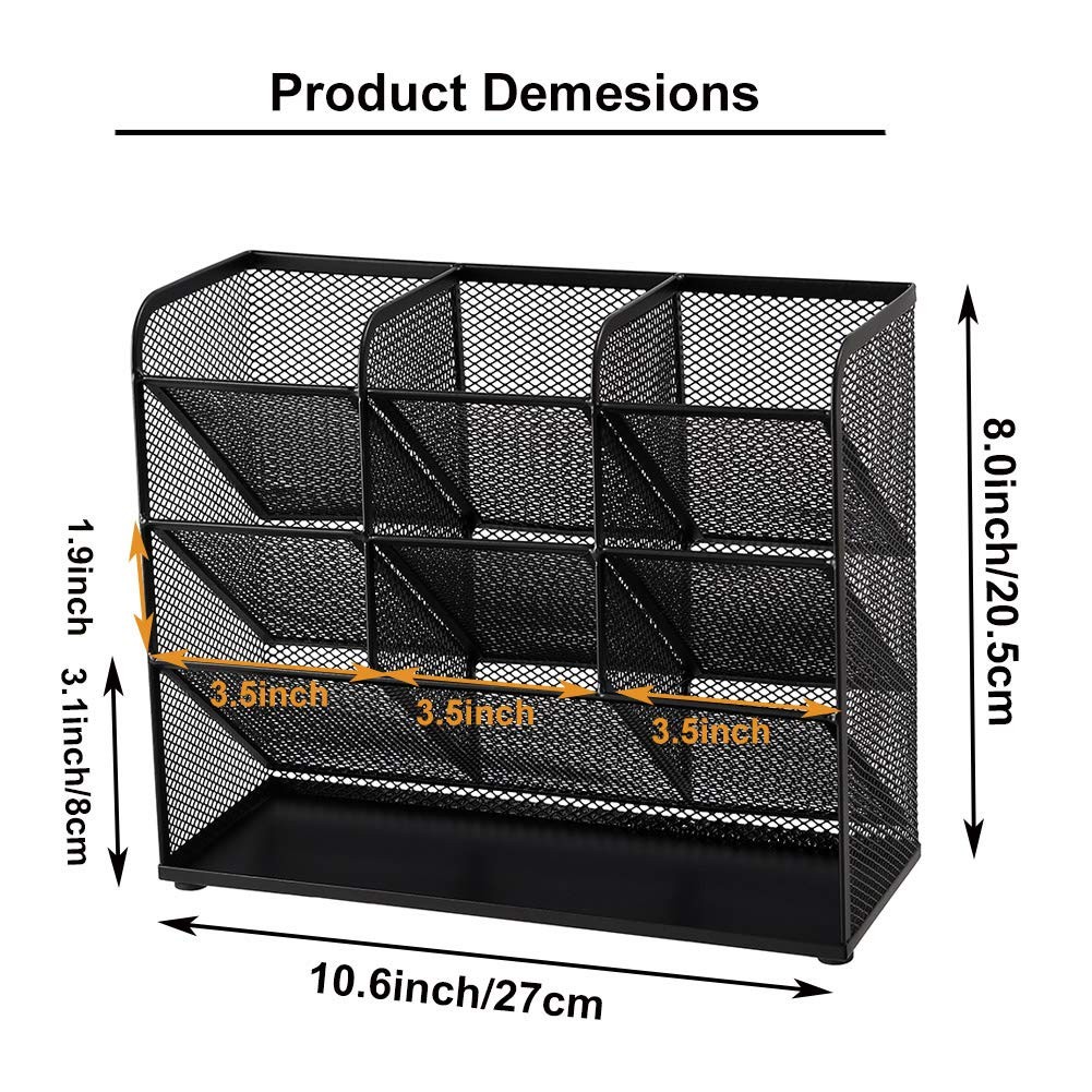 Mesh Desk Organizer, Multi-Functional Pen Holder, Desktop Stationary Organize...