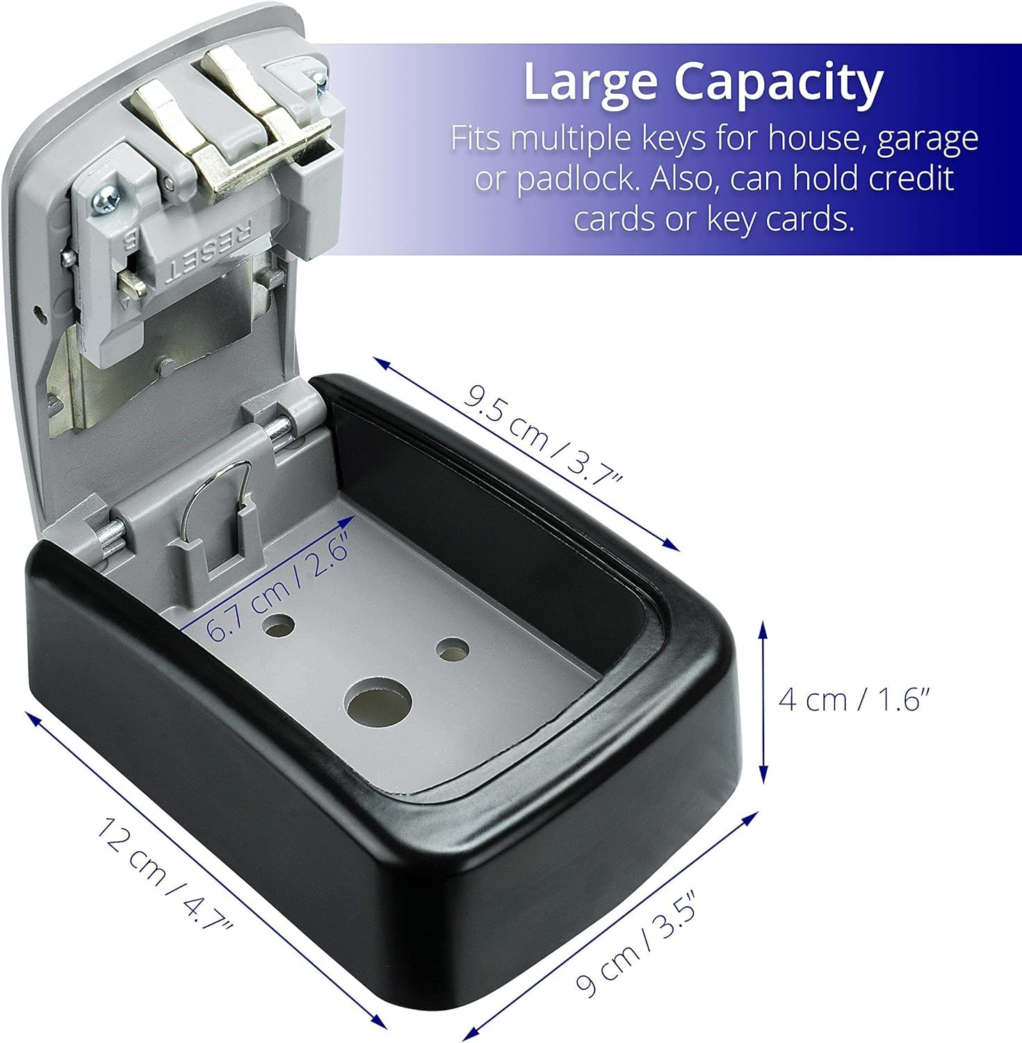Lock Box for Keys with Code - Wall Mount Spare Key Lockbox Outdoor - Combinat...