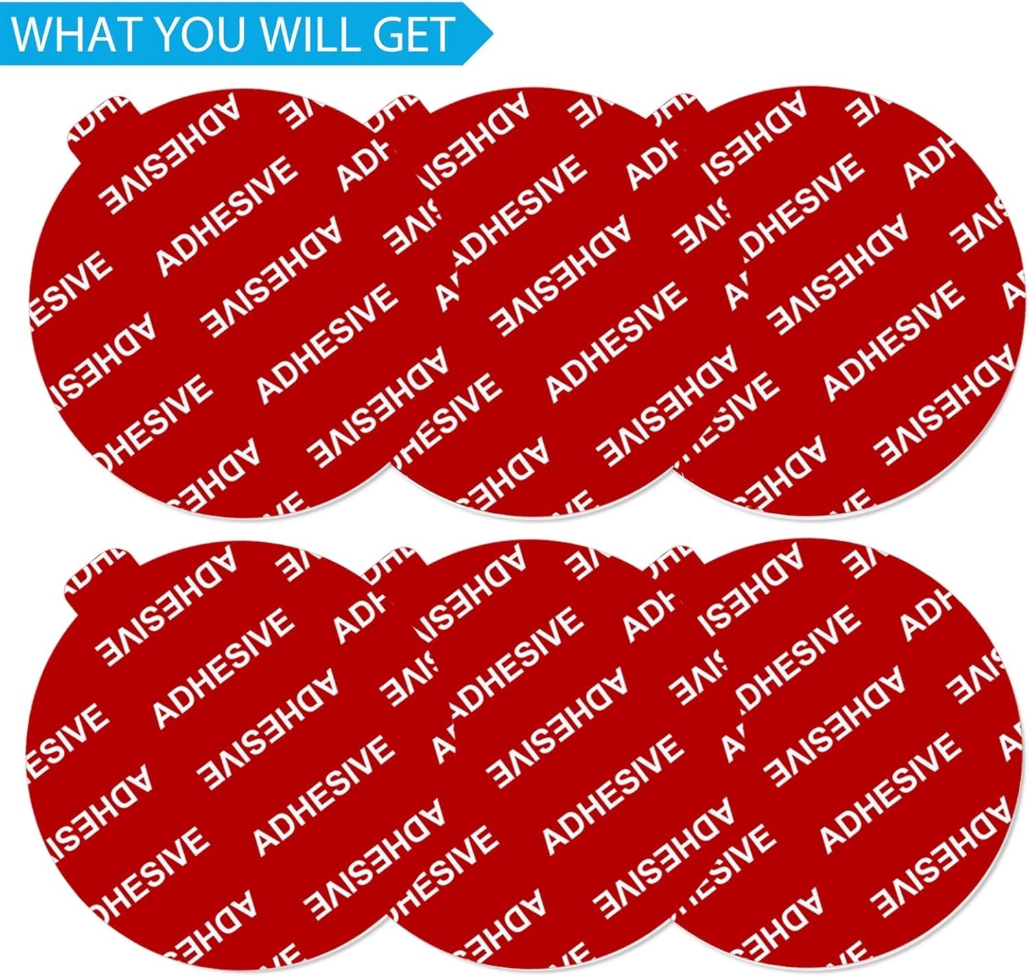6-Pack Double-Sided Adhesive Pads for Suction Cup Mounts - Car & Dashboard Use